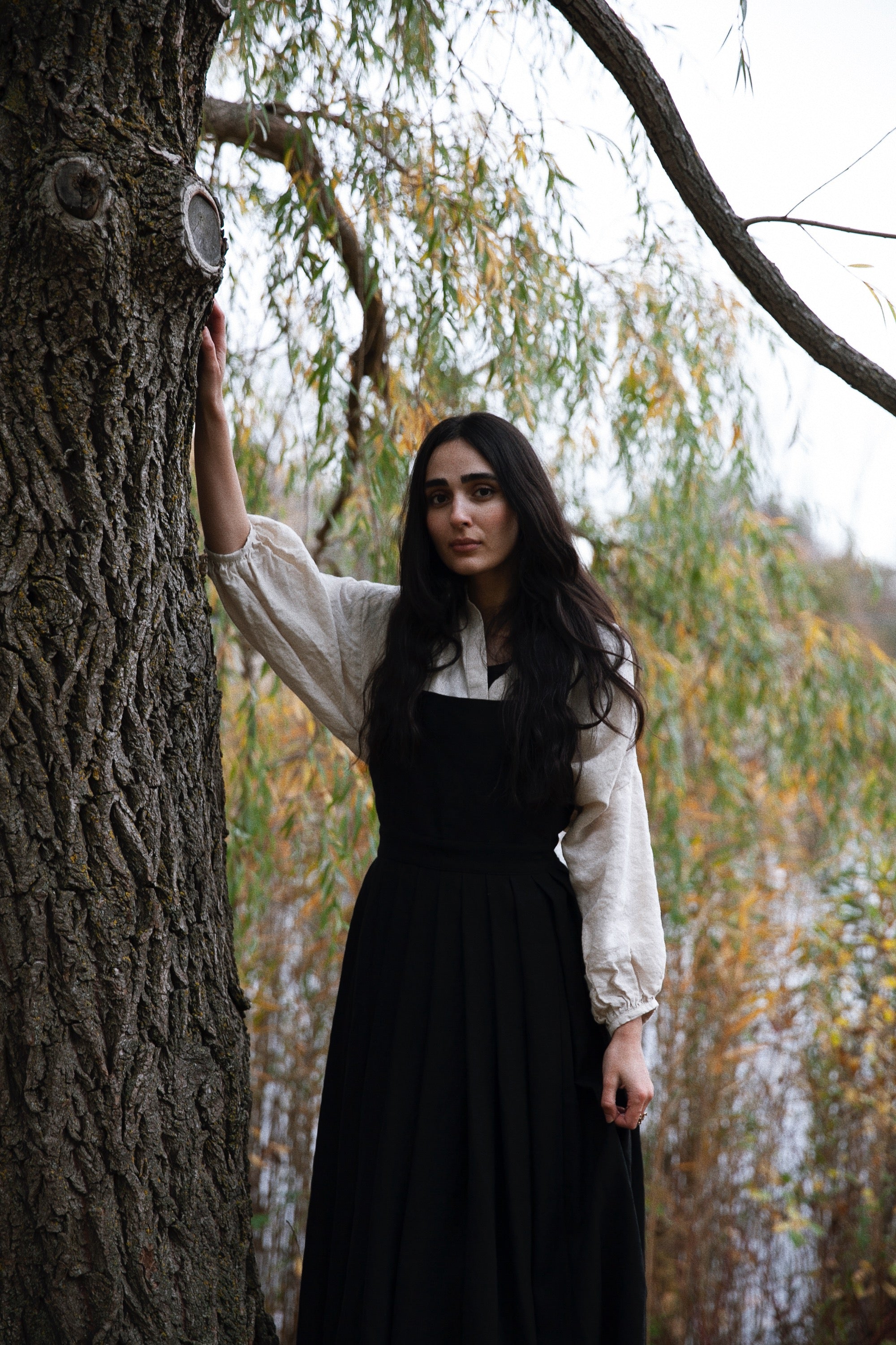 Robe Tablier Osa - Lin Noir