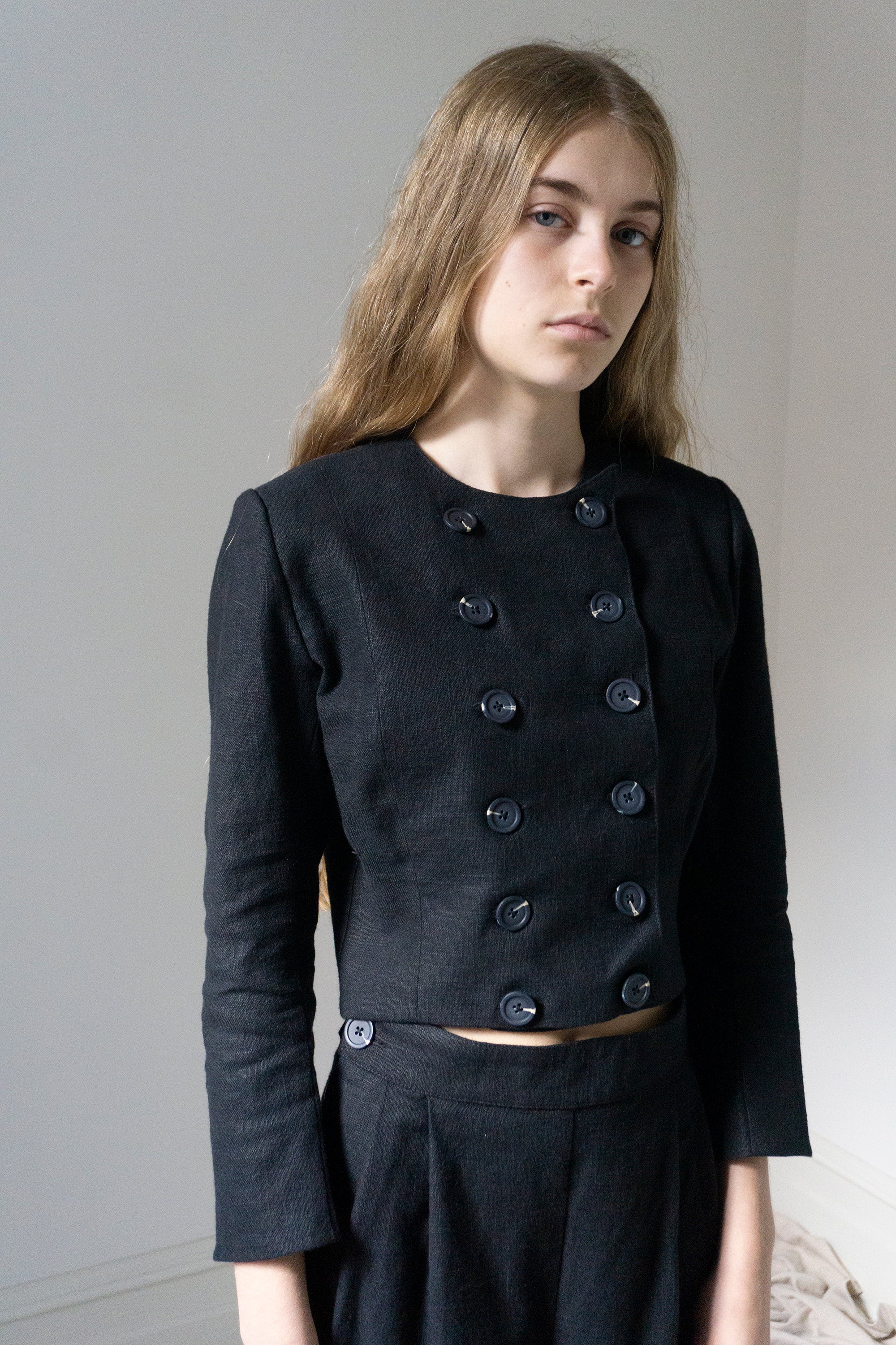 Apolline Linen Jacket - Black