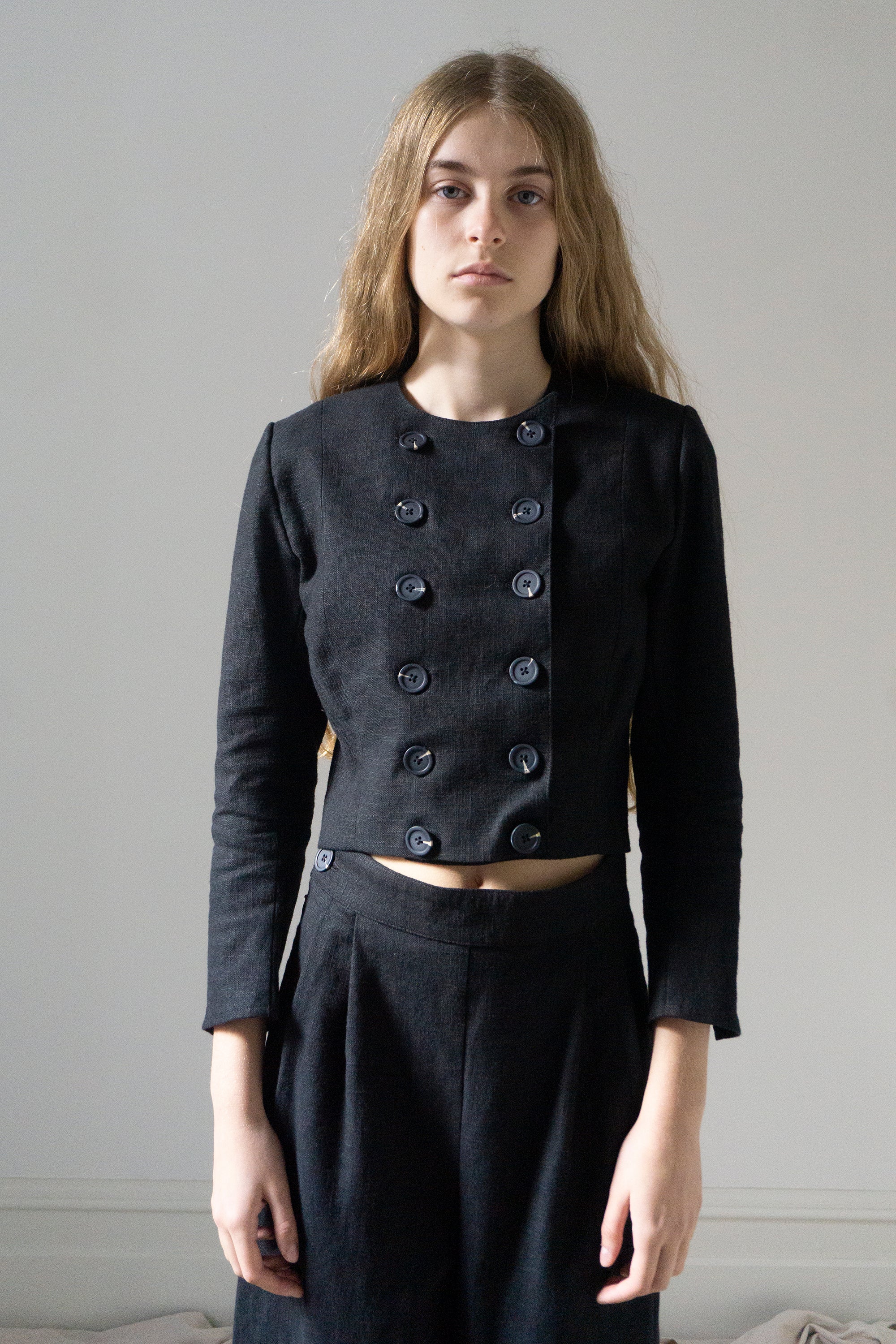 Apolline Linen Jacket - Black