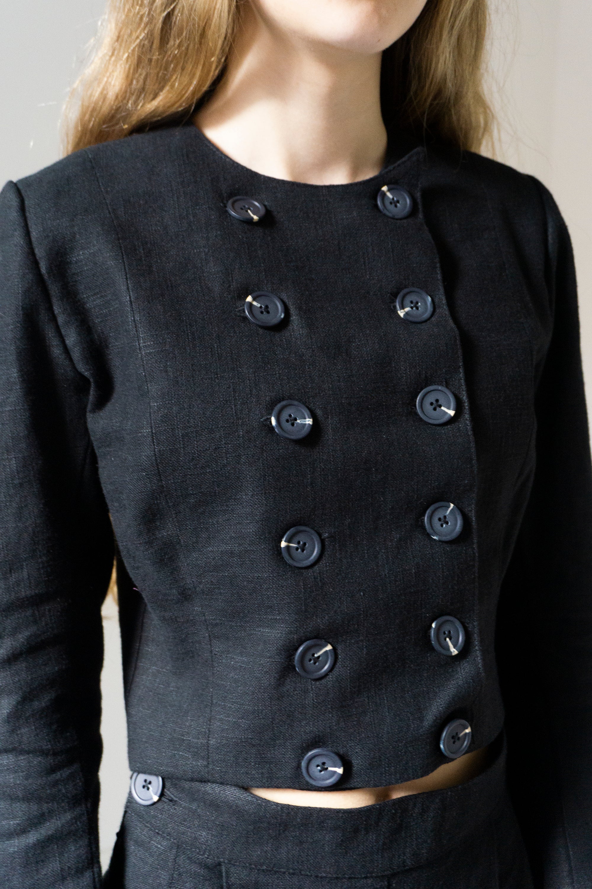 Apolline Linen Jacket - Black