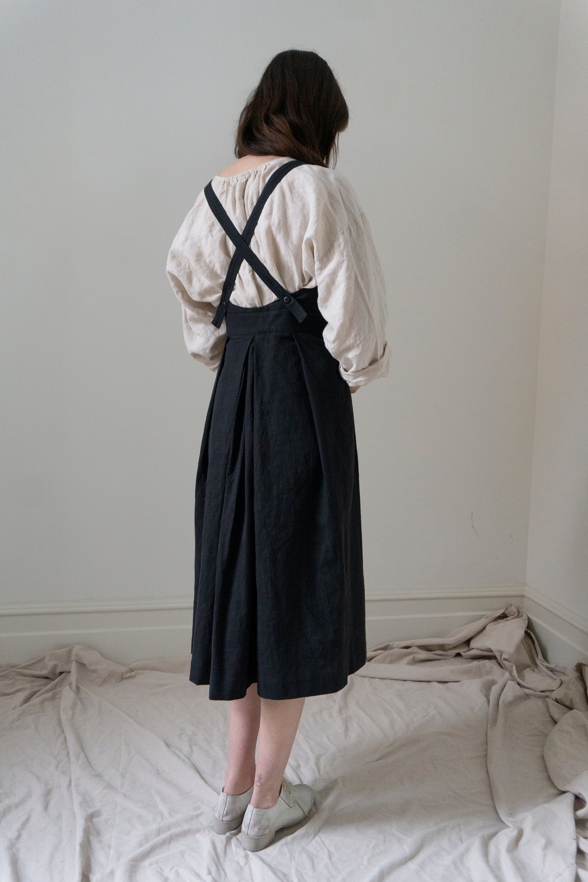 Zephyrine Apron Dress - Black
