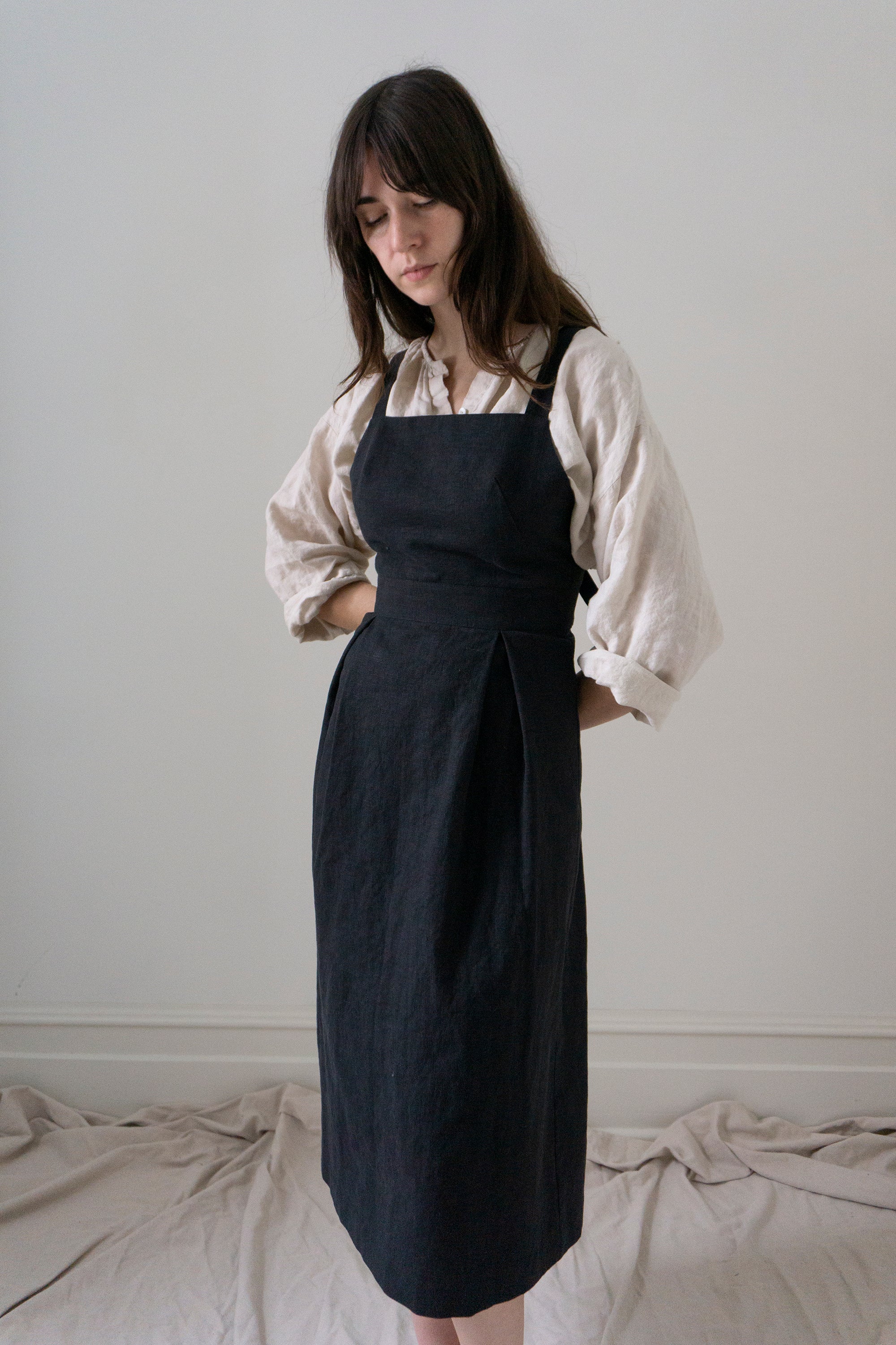 Zephyrine Apron Dress - Black