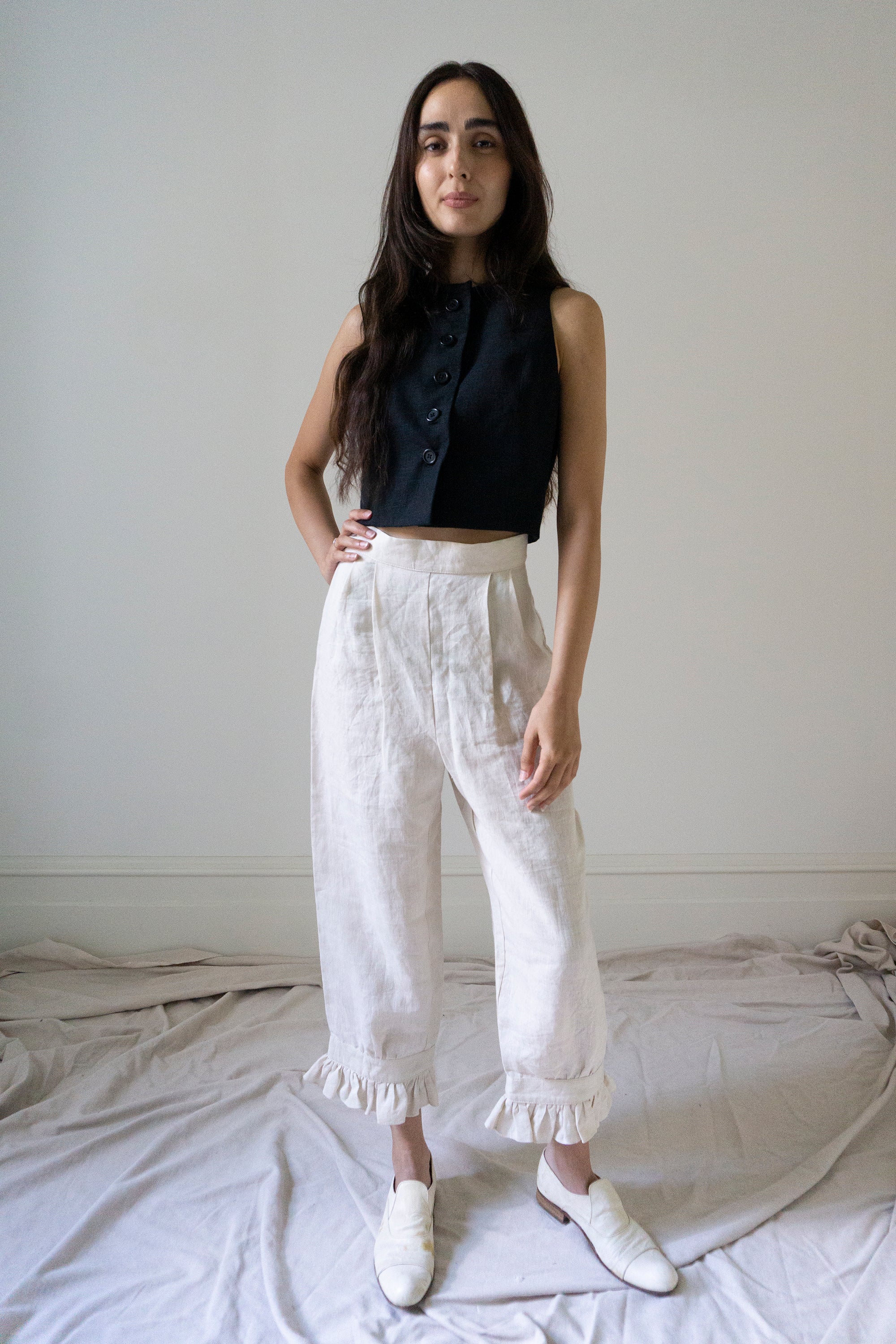 Tove Linen Waistcoat - Black