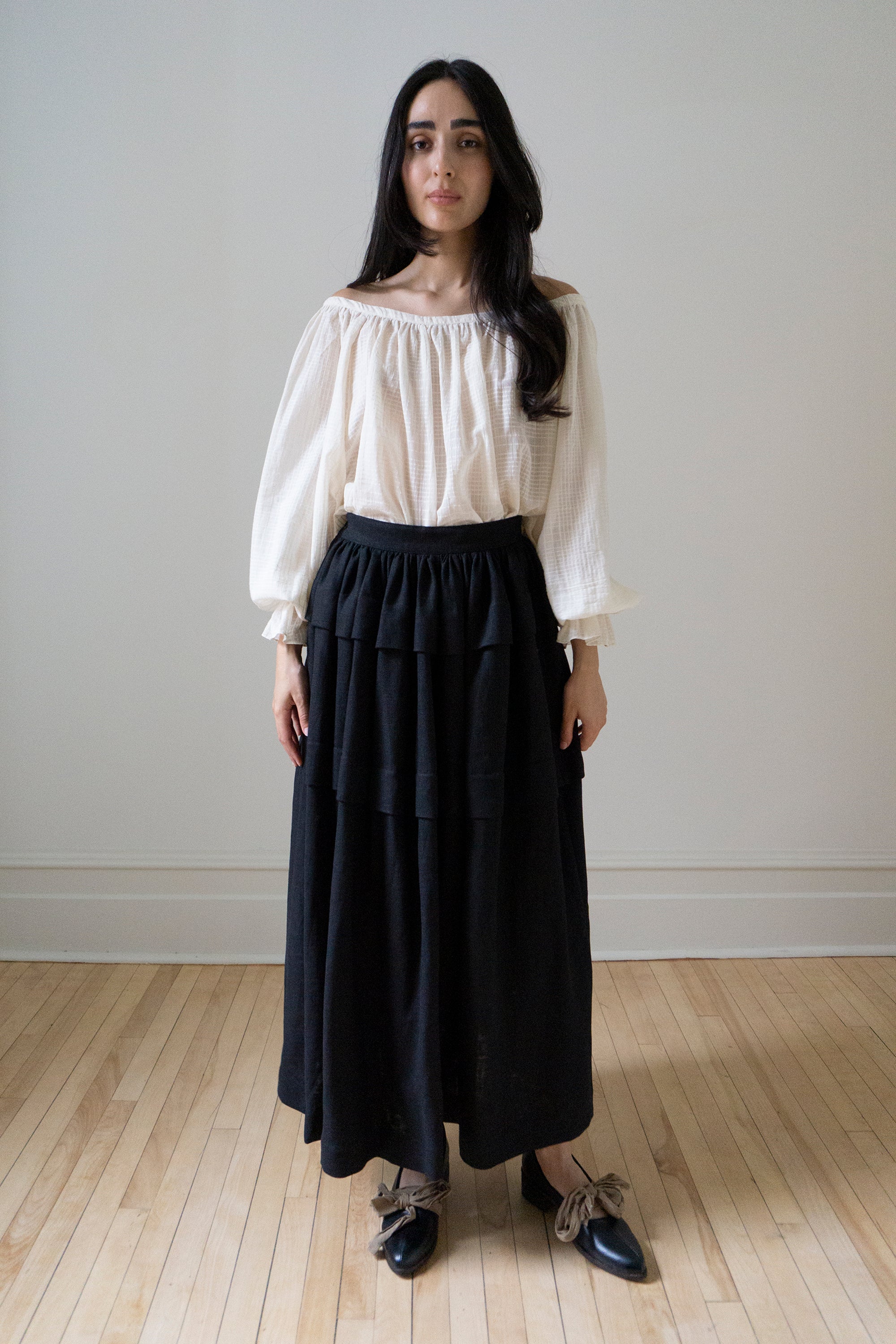 Carys Skirt - Black Linen