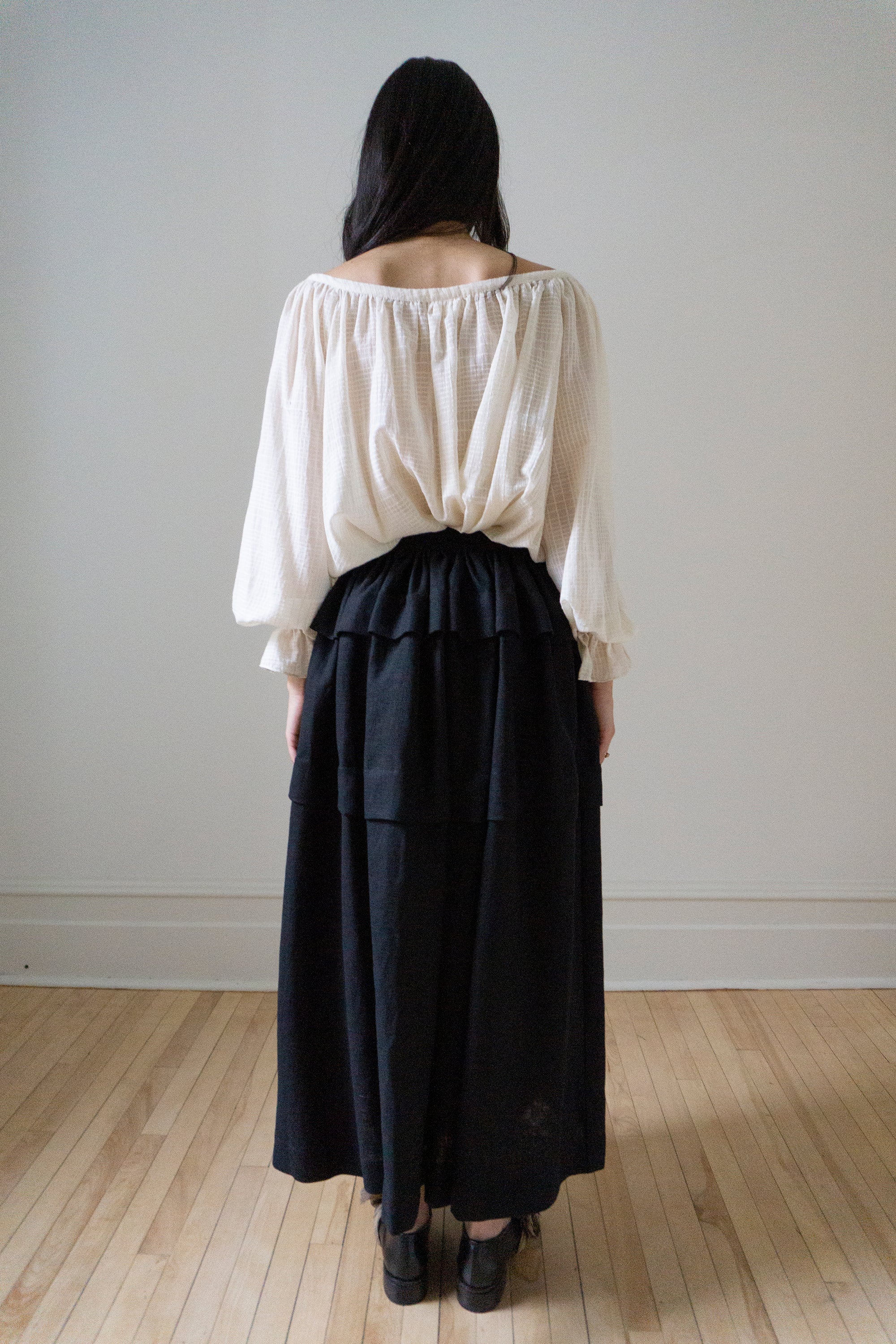 Carys Skirt - Black Linen