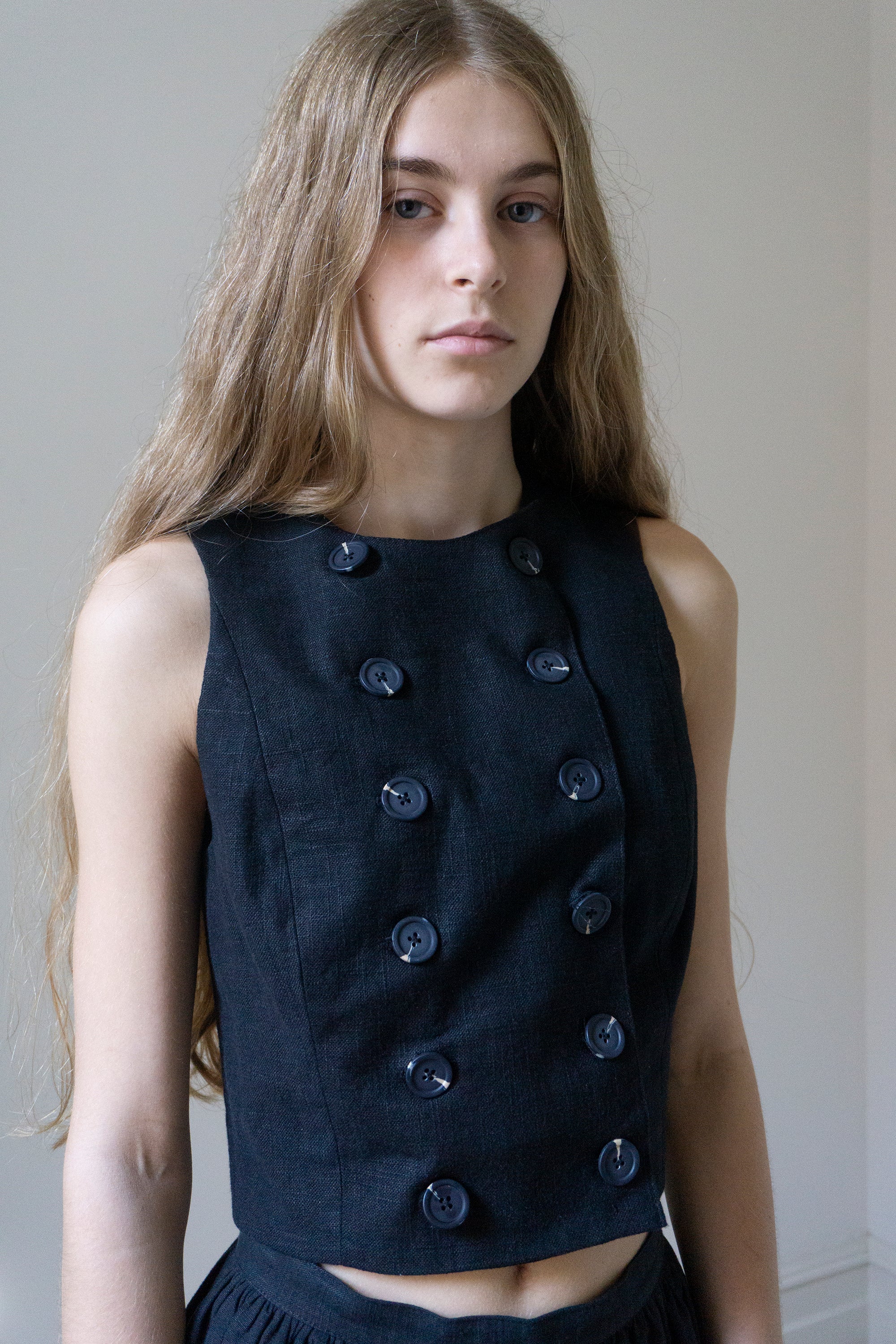 Gilet en lin Cora - Noir