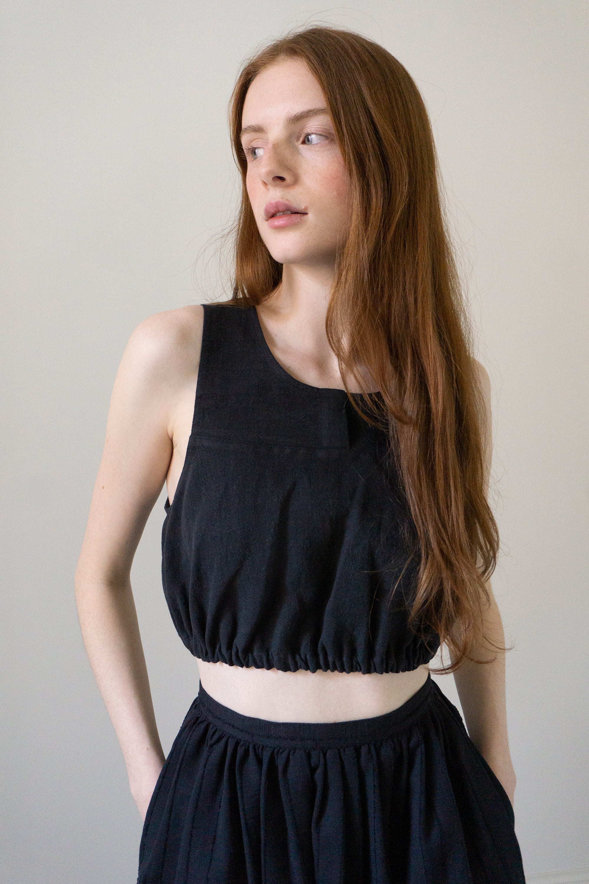 Haut Leonie en lin - Noir