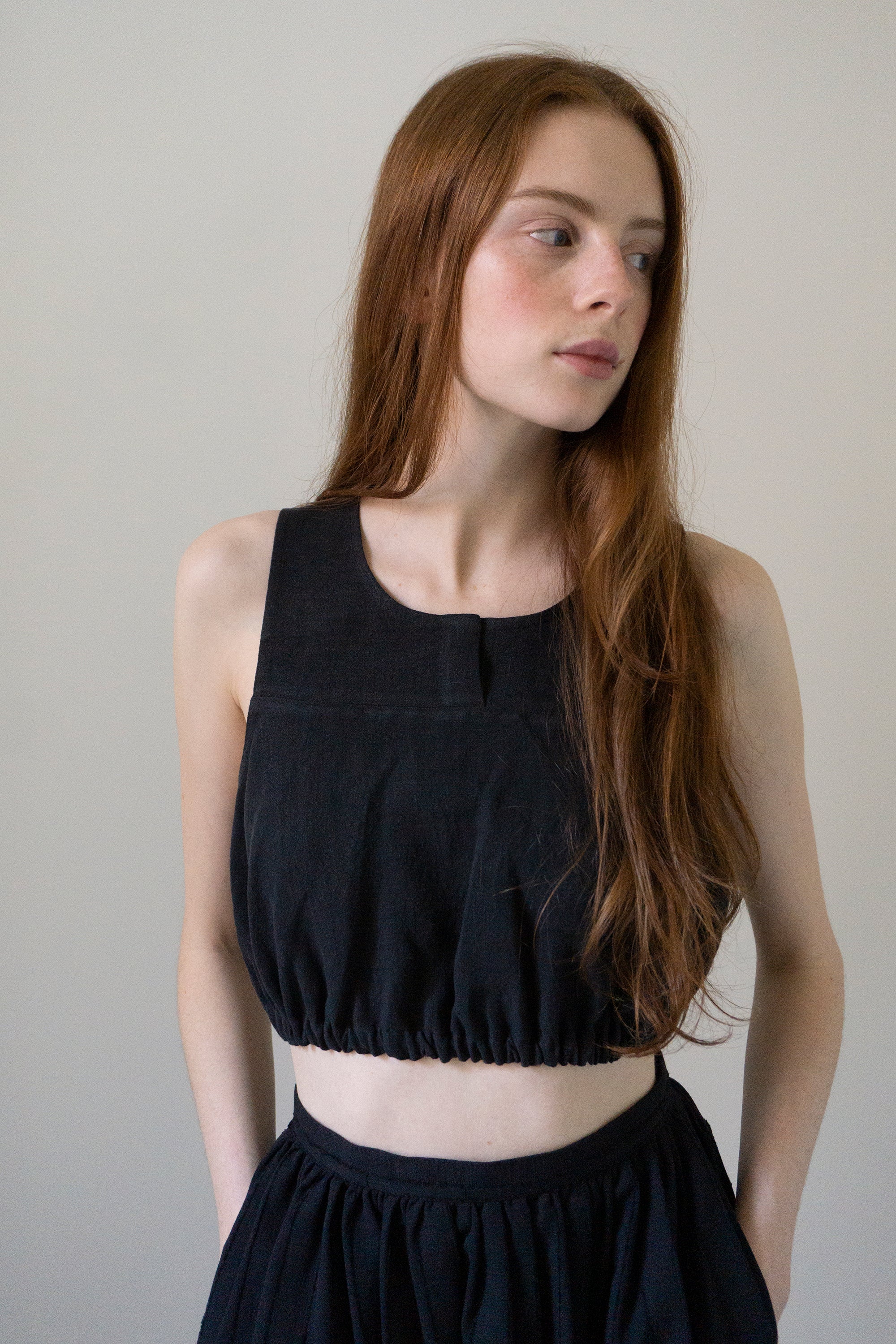 Haut Leonie en lin - Noir