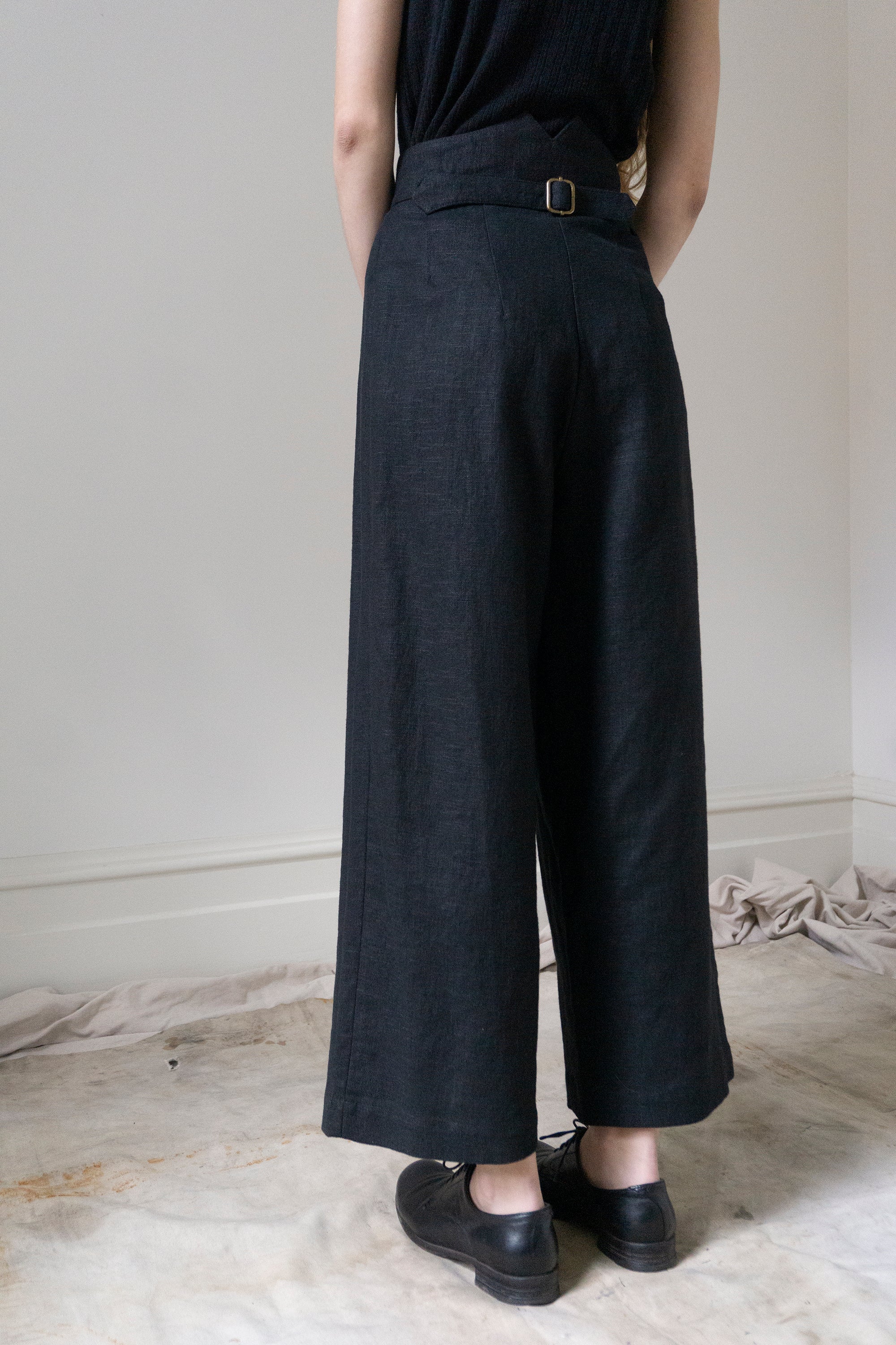 Pantalon en lin Davis - Noir