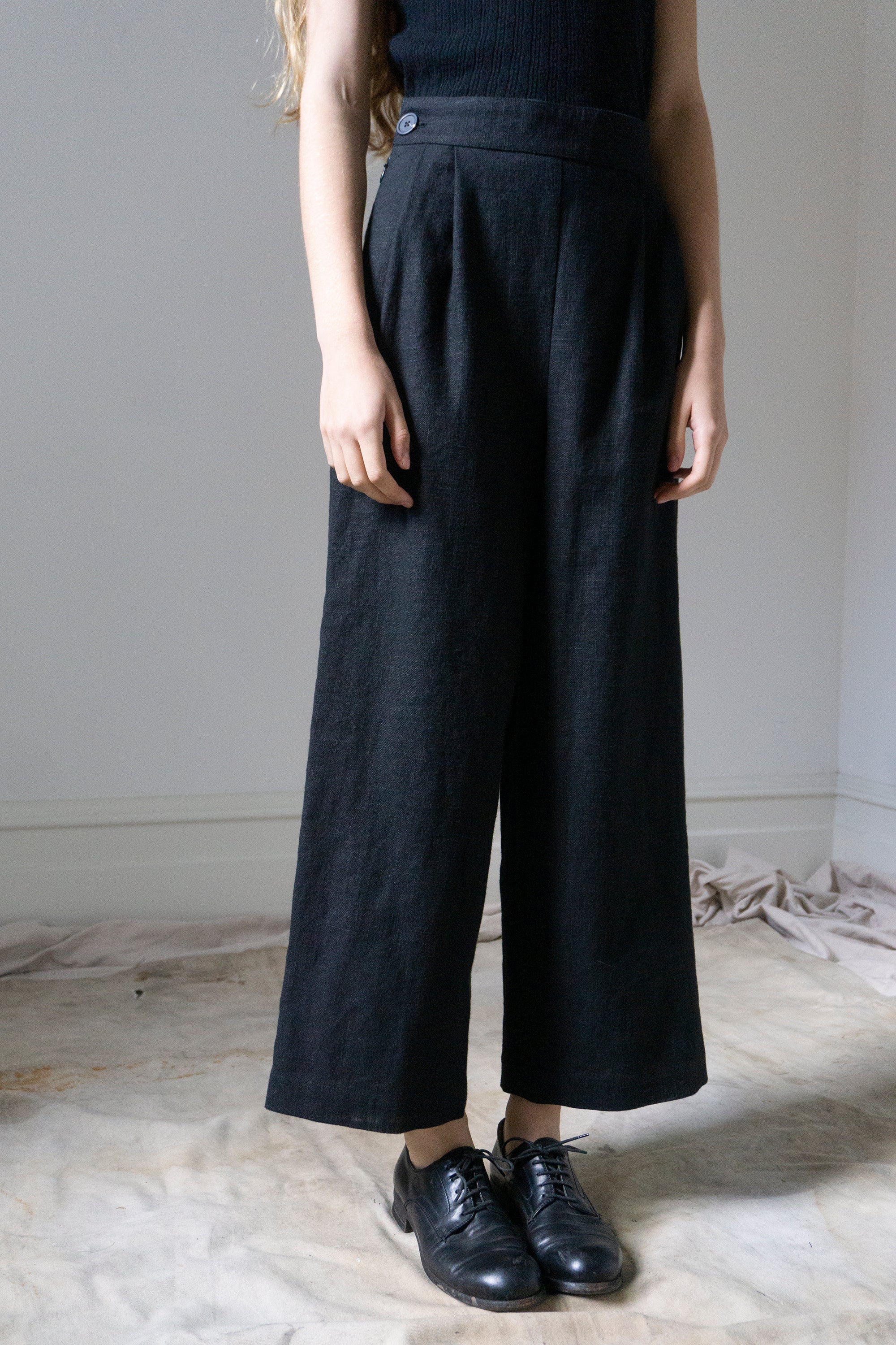 Pantalon en lin Davis - Noir