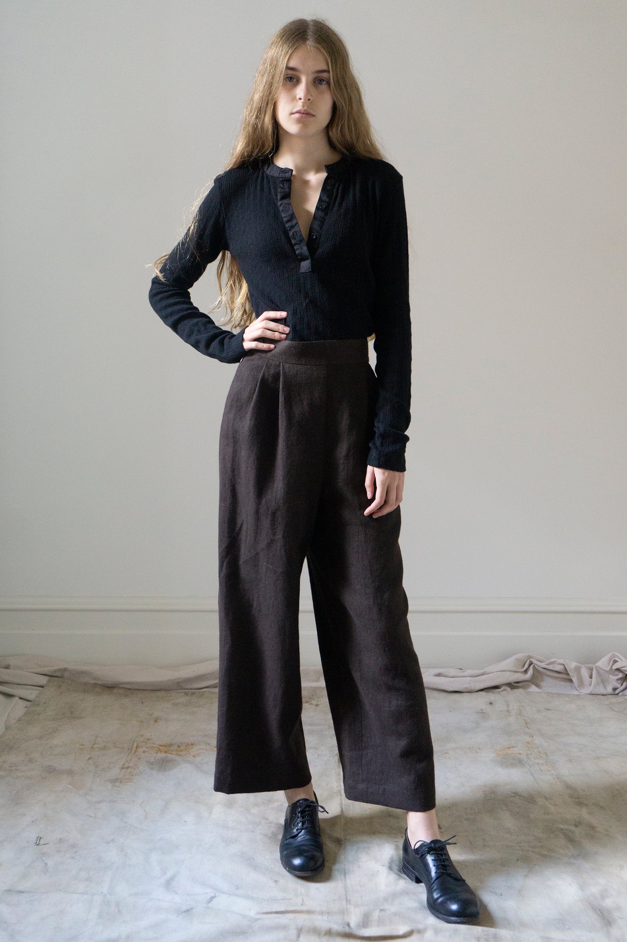 Pantalons en lin Davis - Clou de girofle