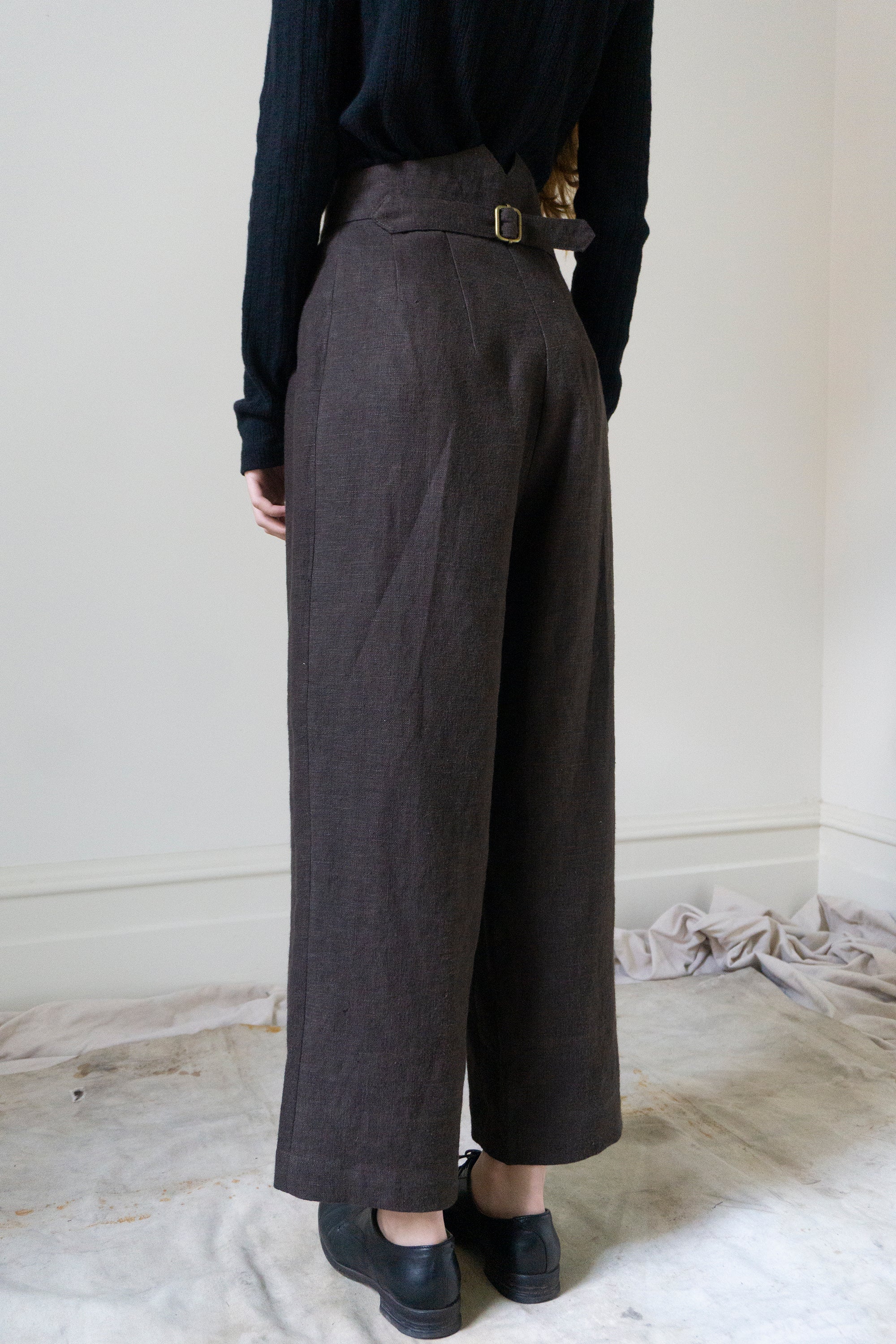 Pantalons en lin Davis - Clou de girofle