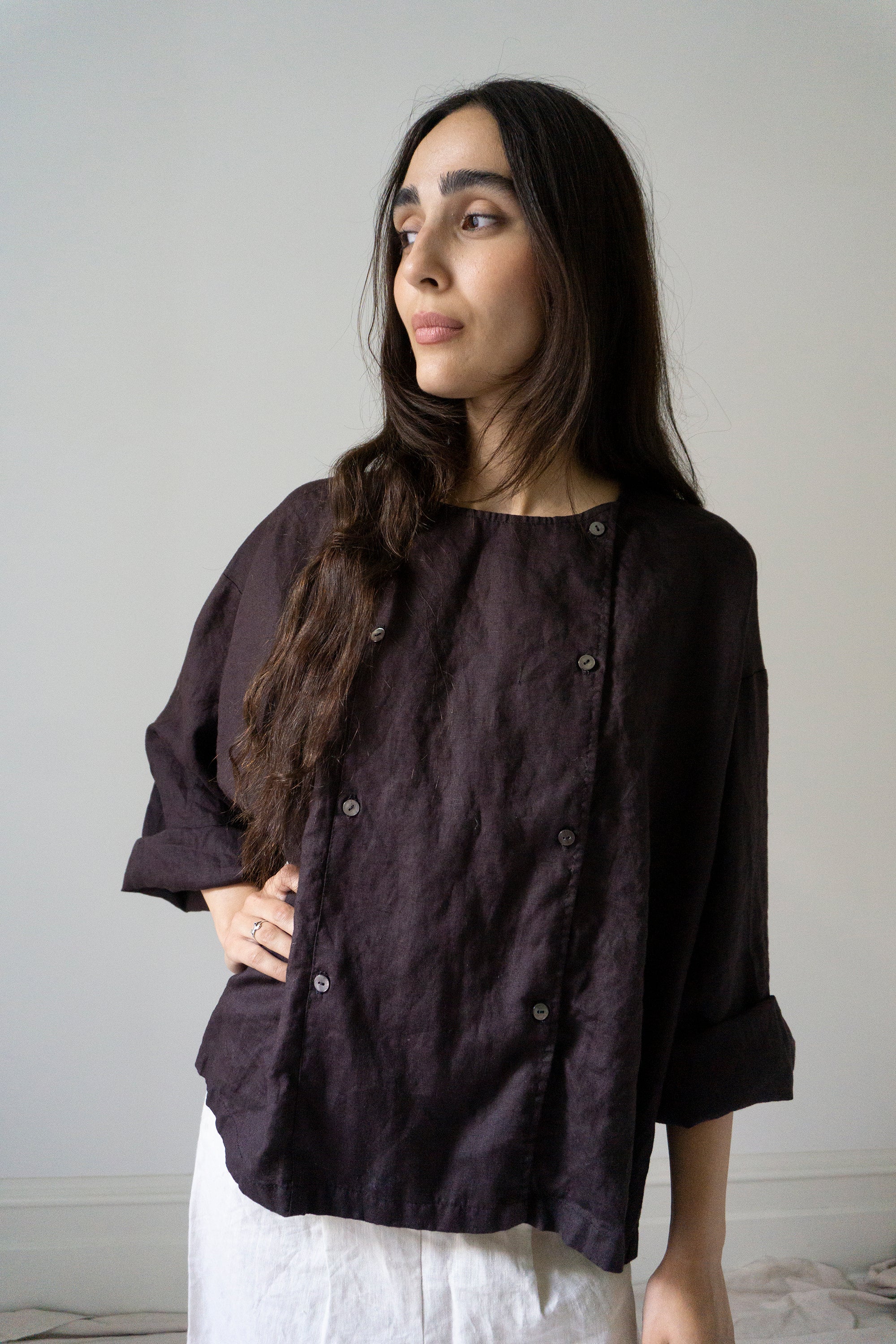 Chemise en lin Emil - Prune
