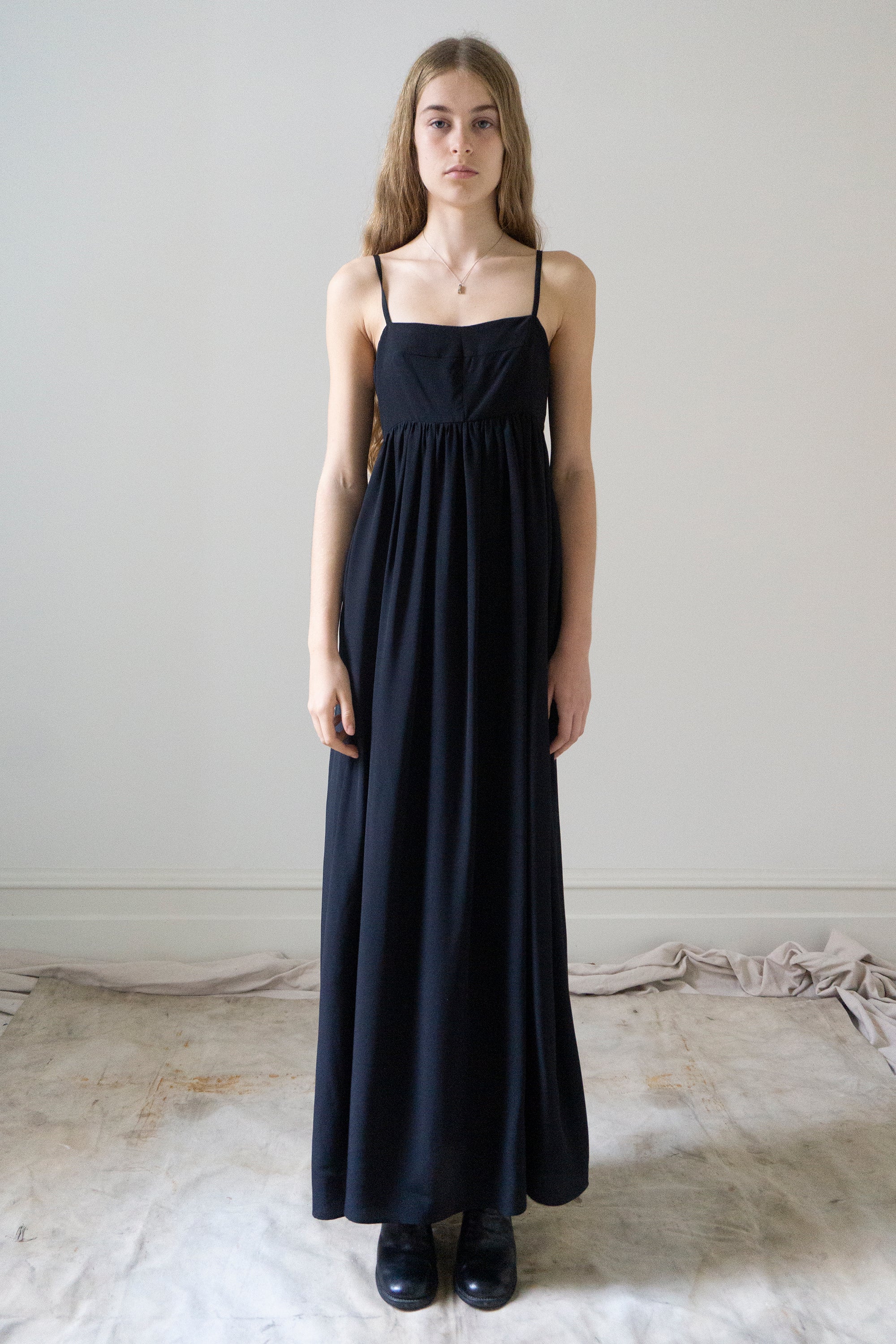 Proserpina Dress - Black Silk Crepe