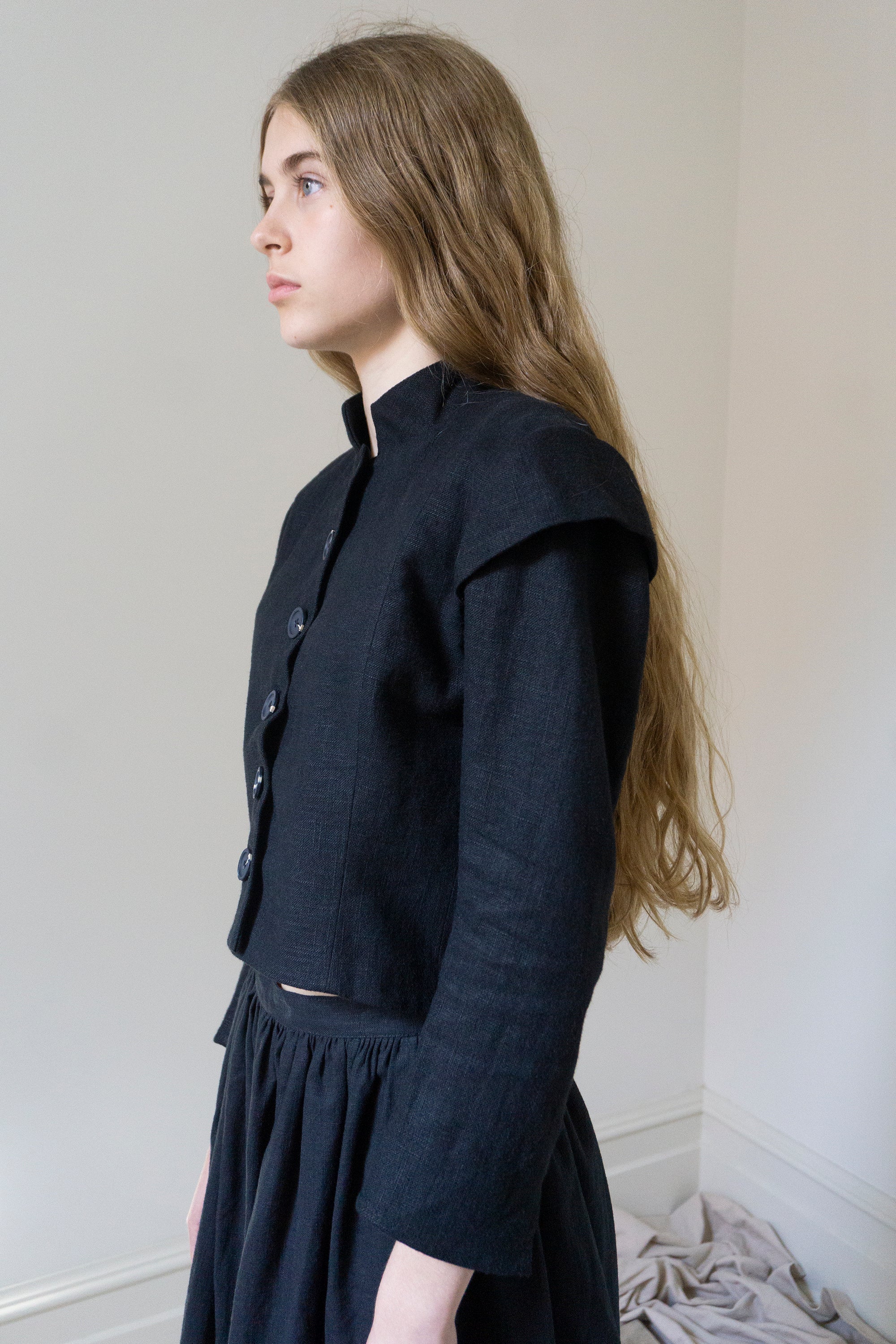 Veste Guinevere en lin - Noir