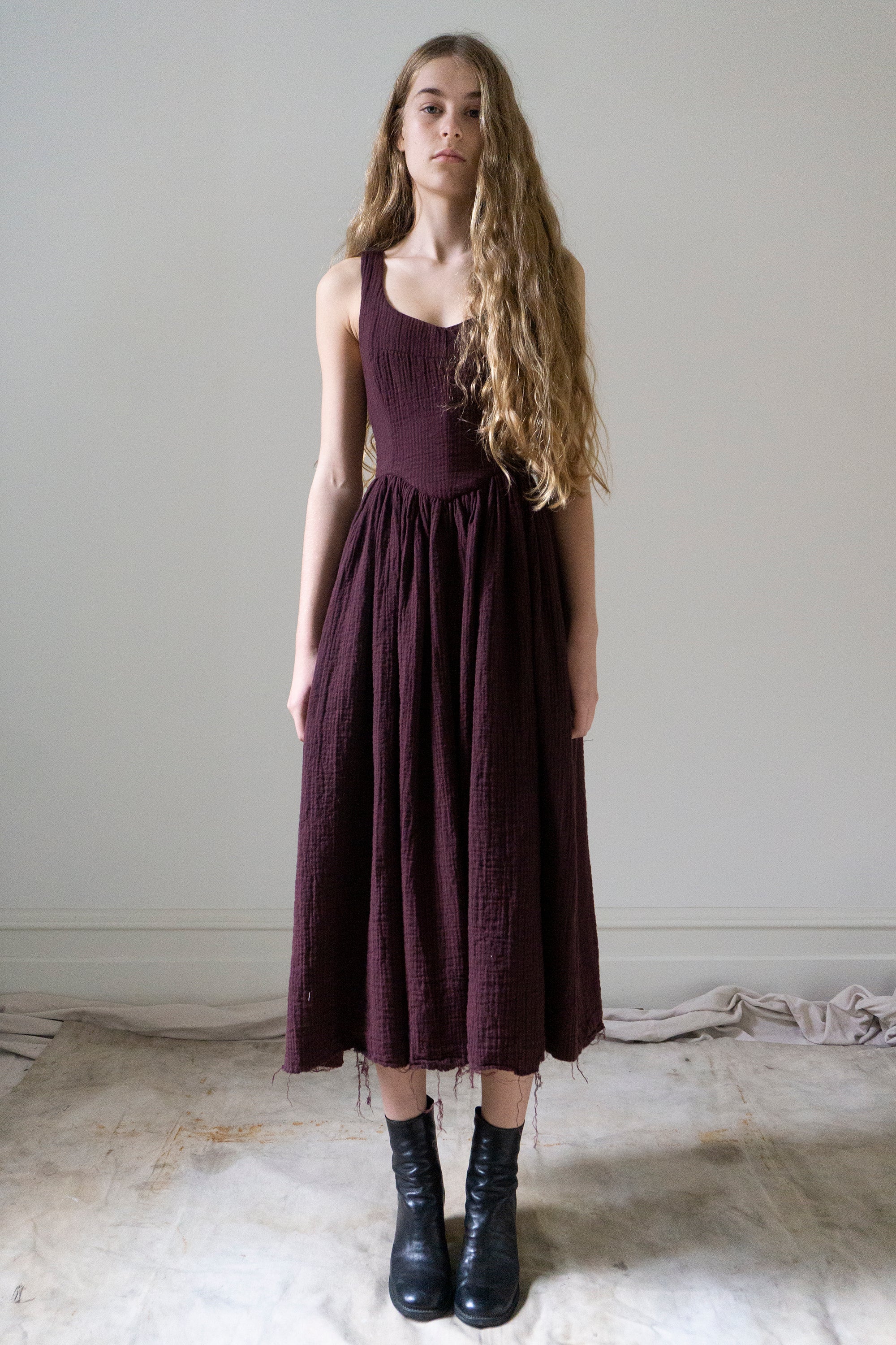 Hemlock Dress - Merlot Stripe