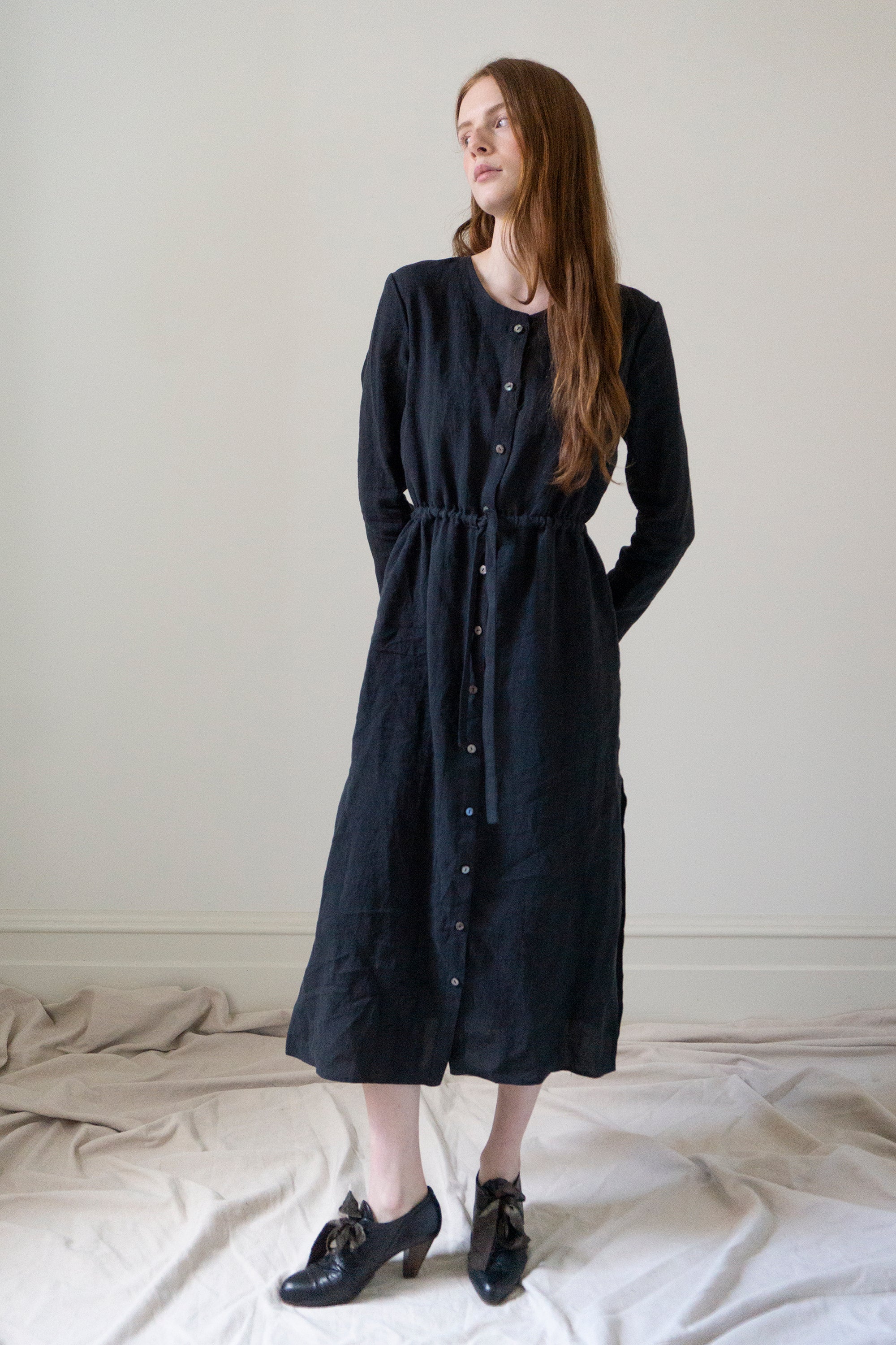 Robe en lin Inez - Noir