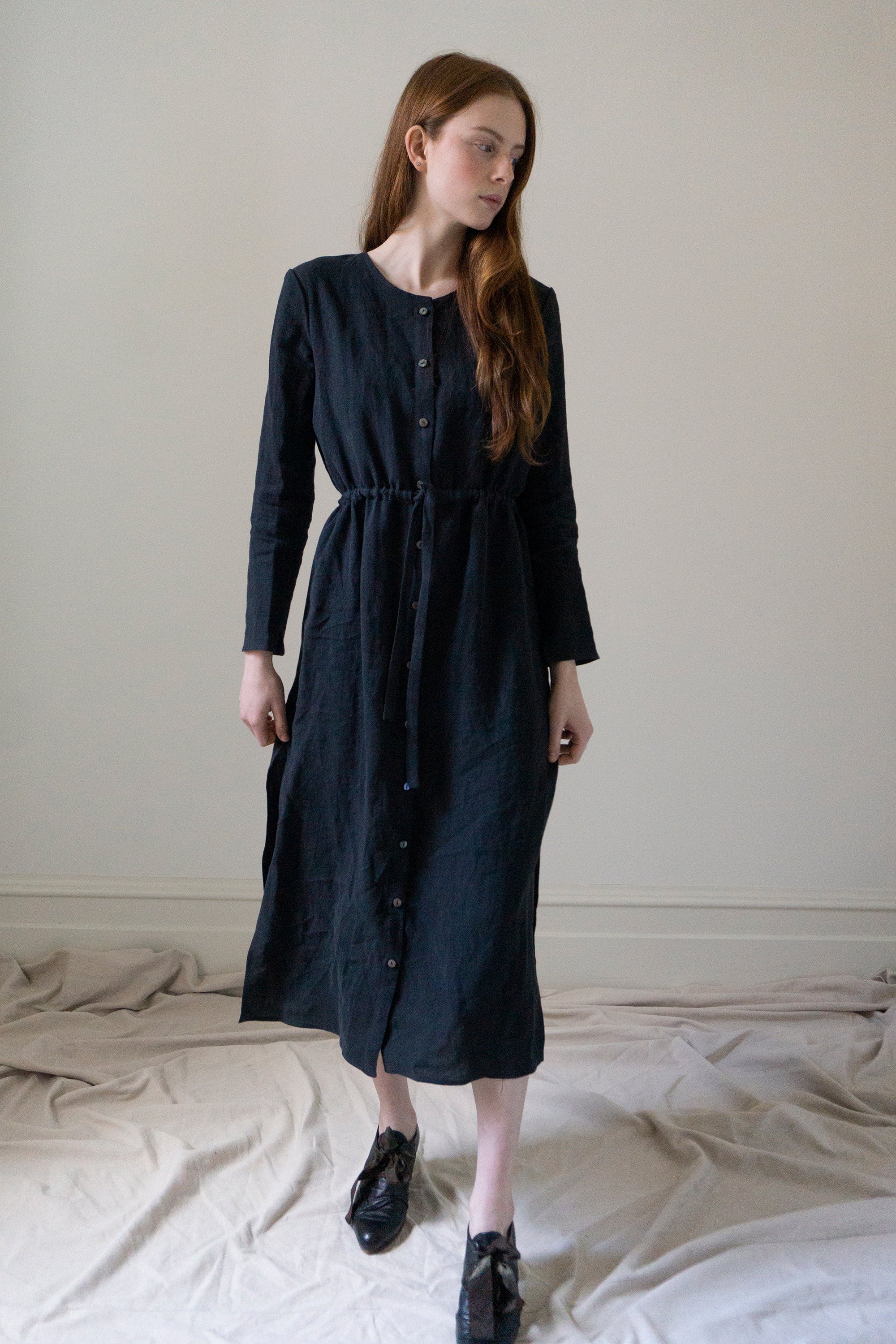 Robe en lin Inez - Noir