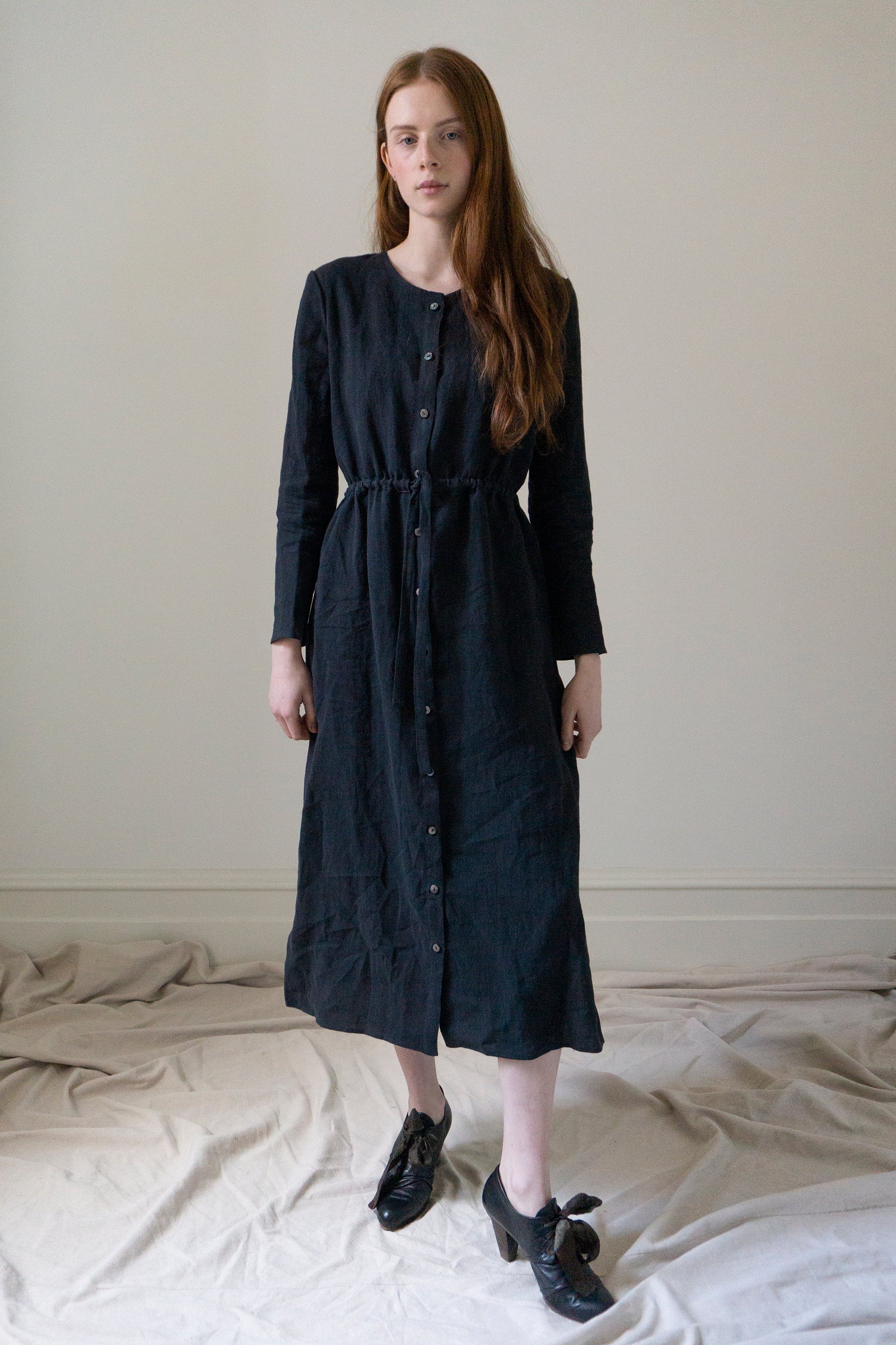 Robe en lin Inez - Noir