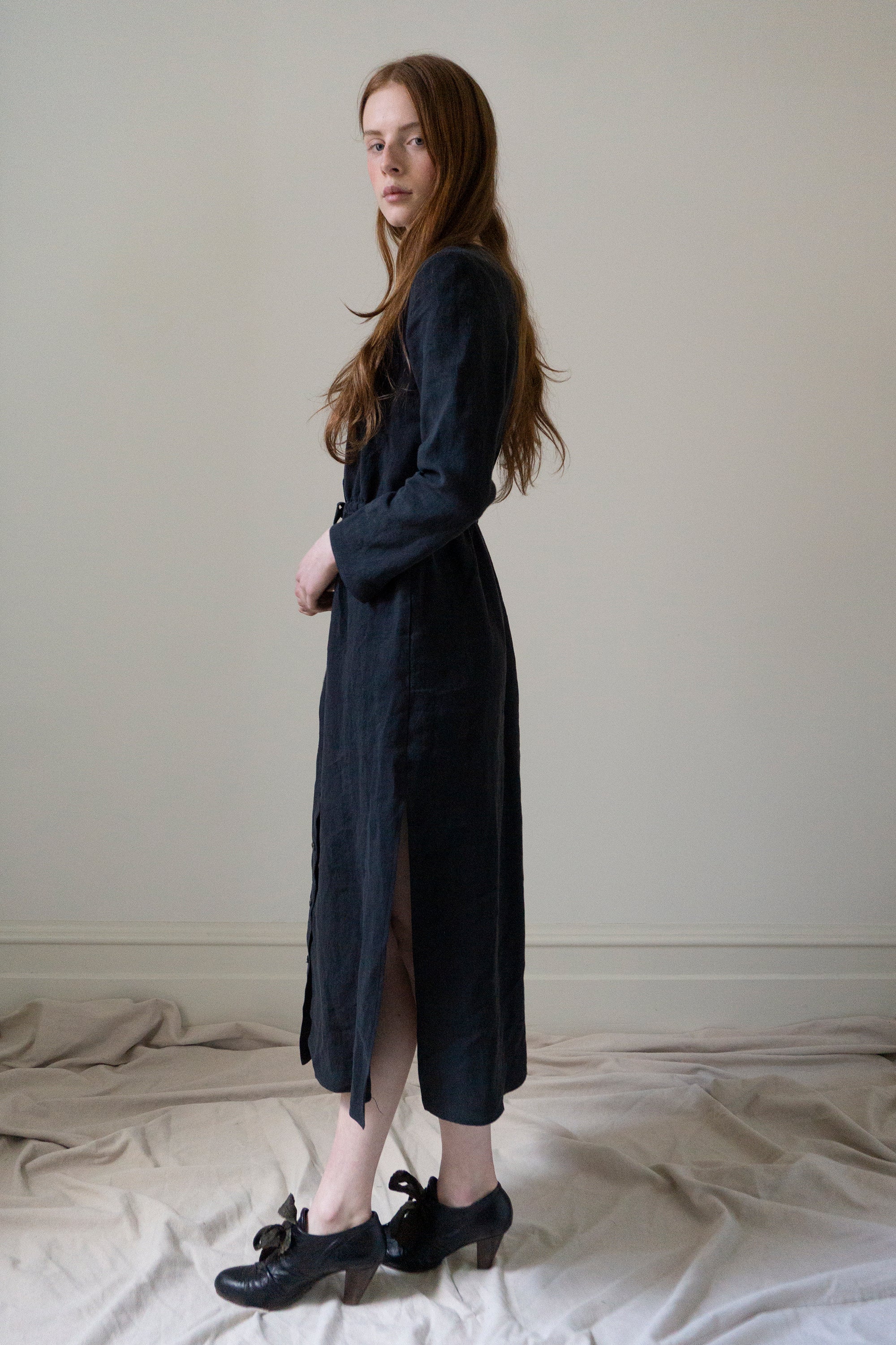 Robe en lin Inez - Noir