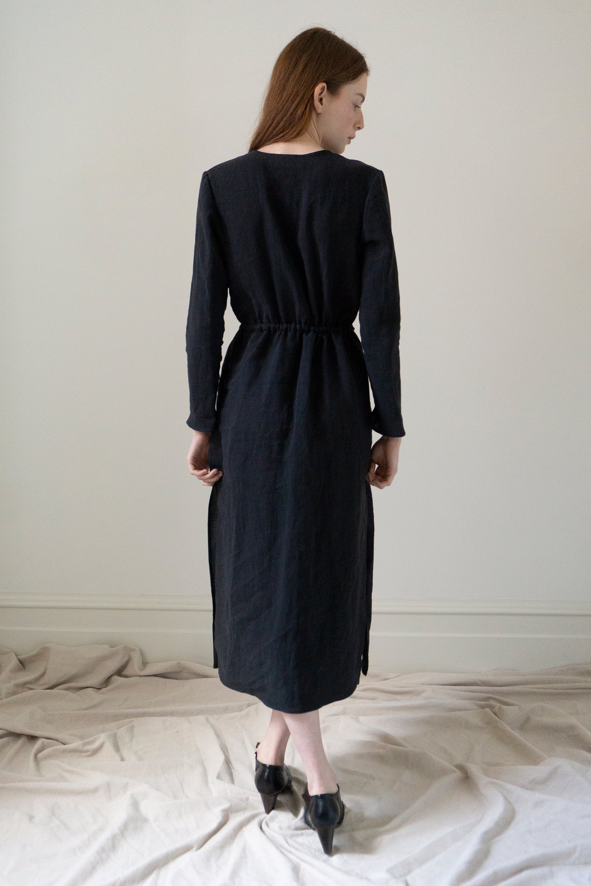 Robe en lin Inez - Noir