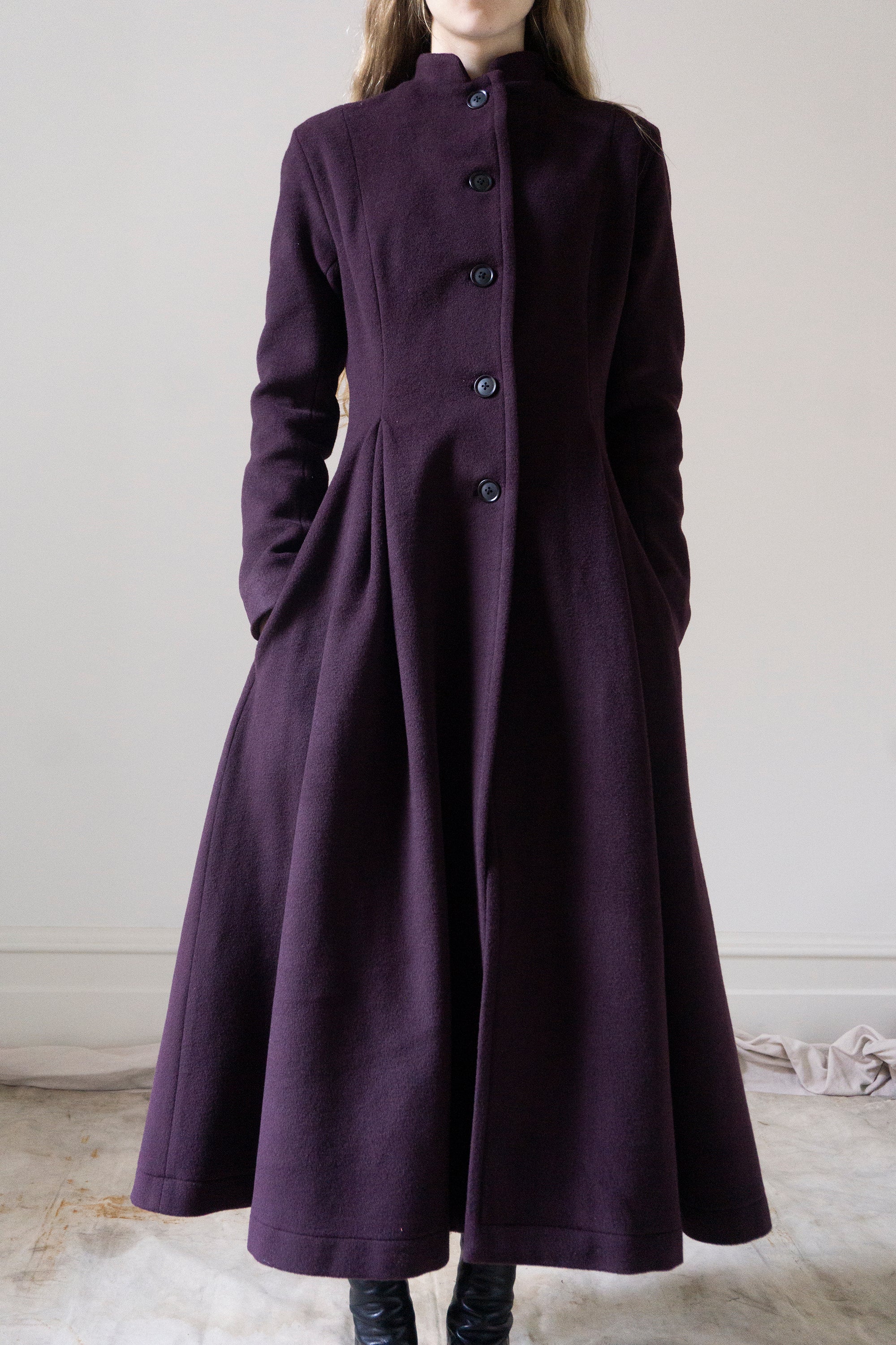 Manteau en laine Linnea - Prune