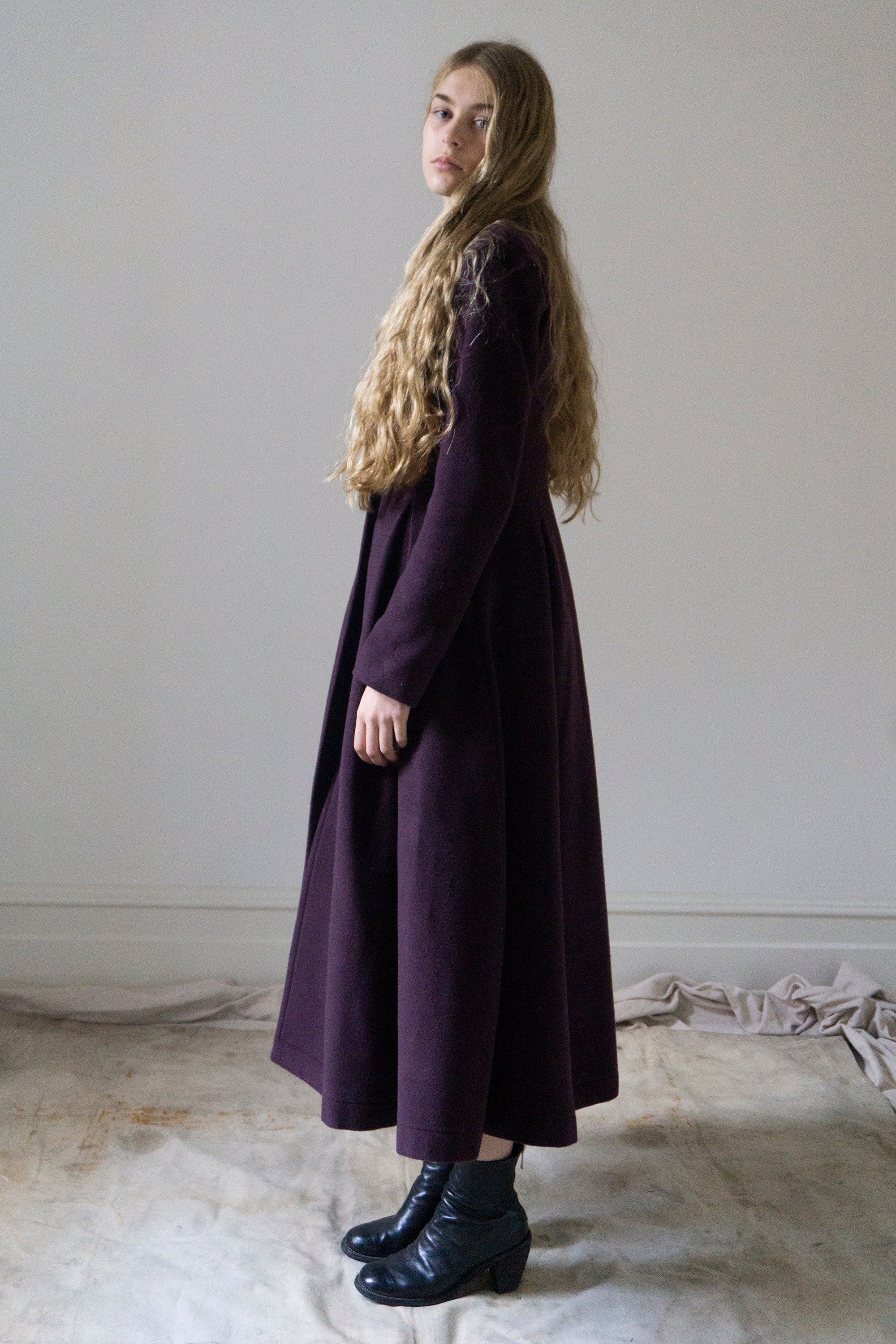 Manteau en laine Linnea - Prune