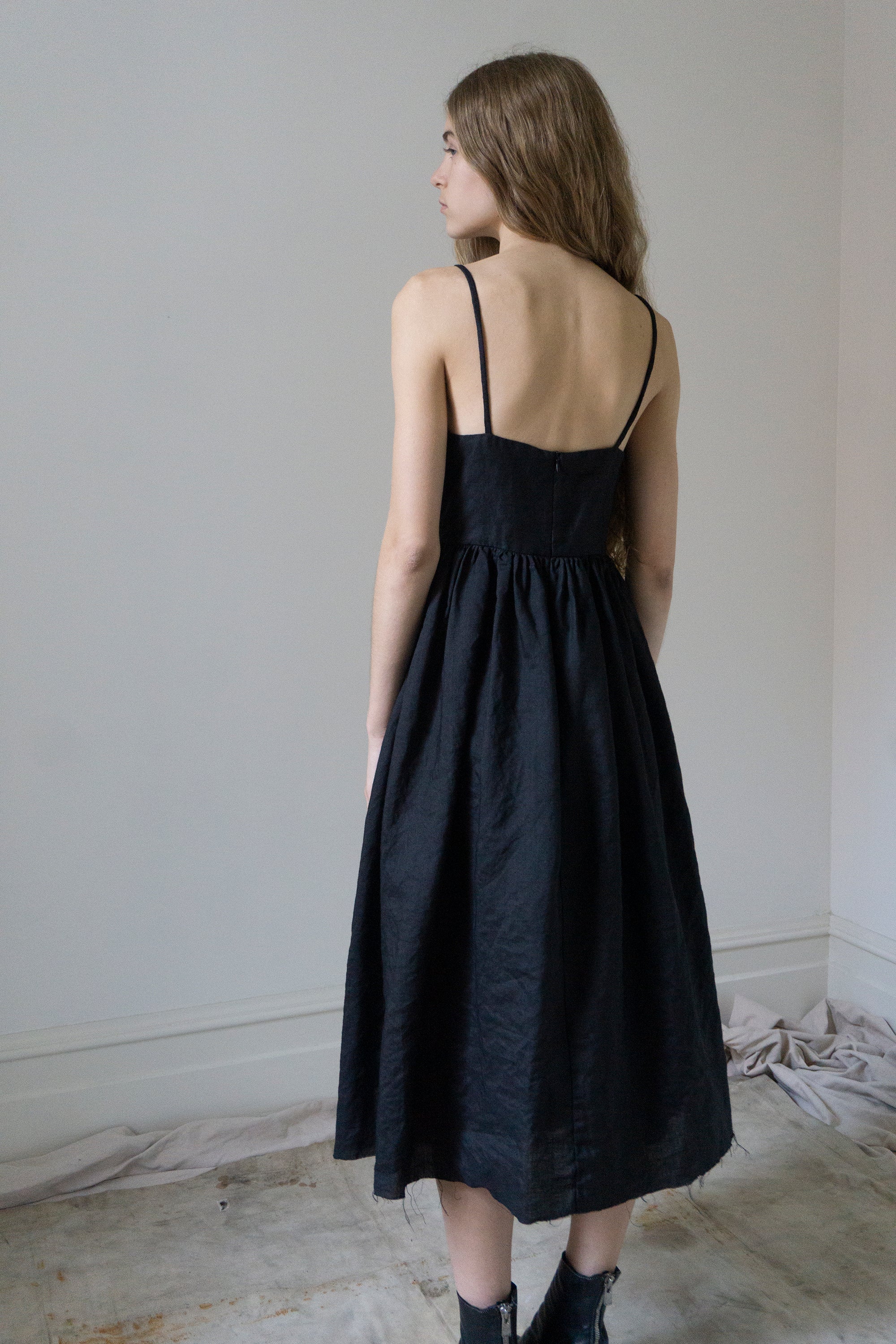 Robe en lin Mathilde - Noir