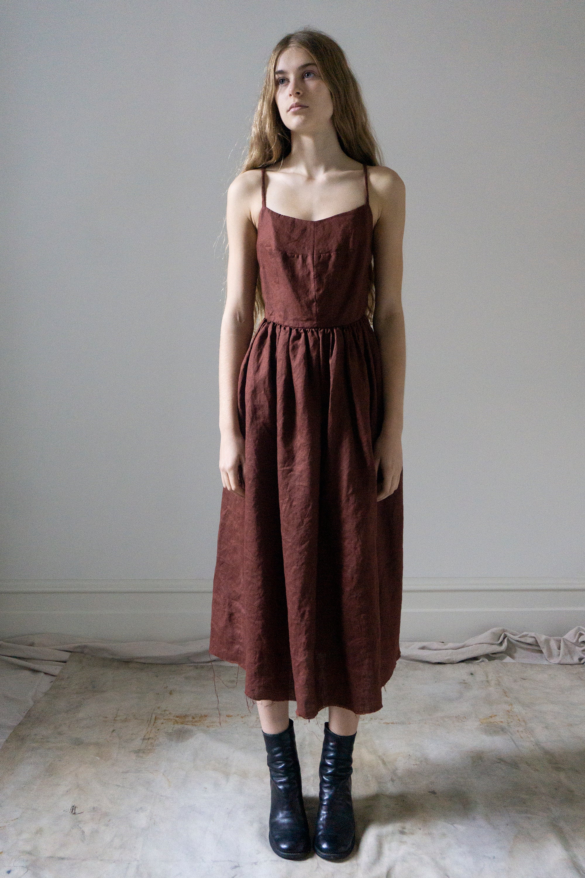 Robe en lin Mathilde - Grenade foncée