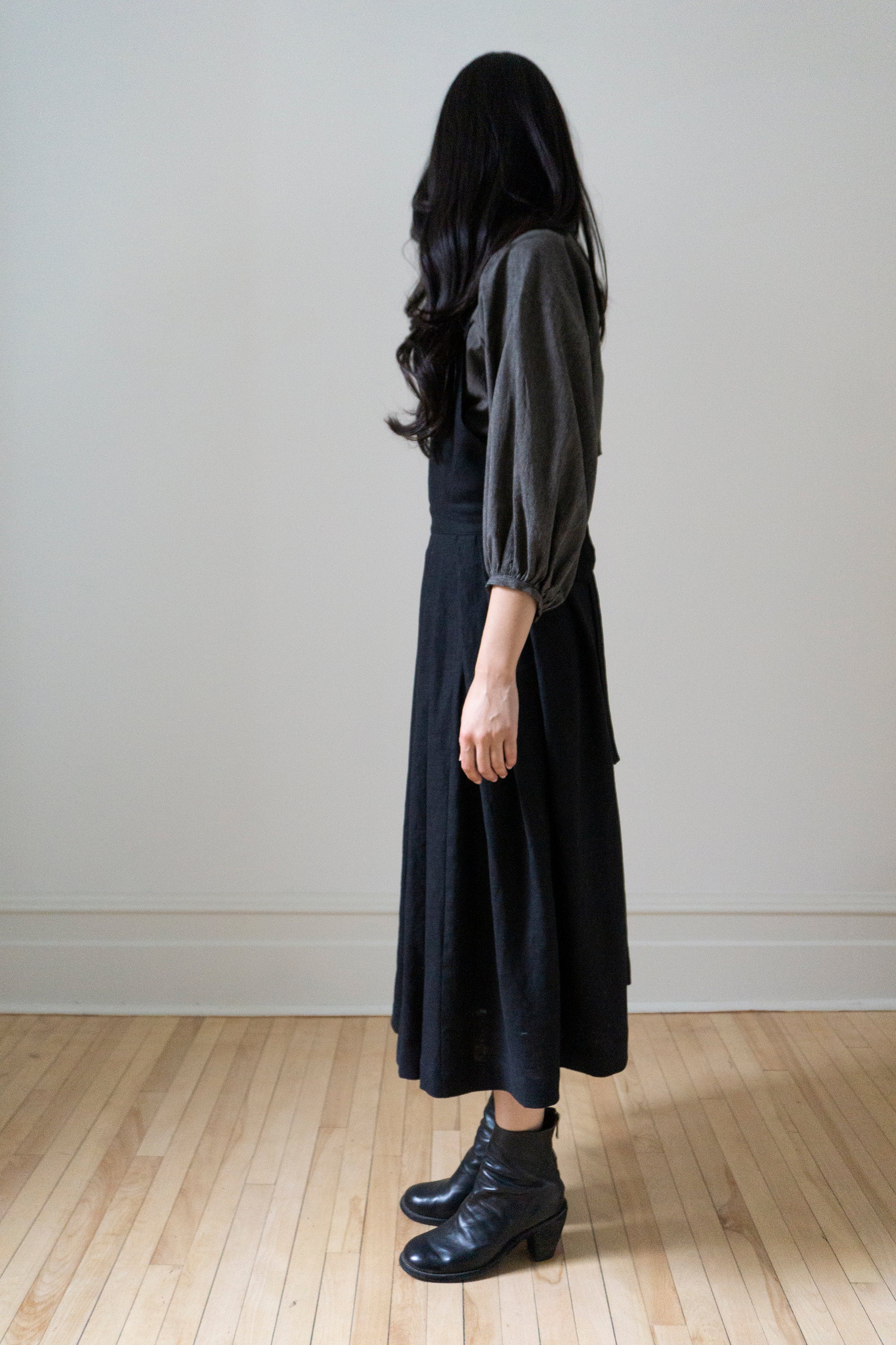 Robe Tablier Osa - Lin Noir