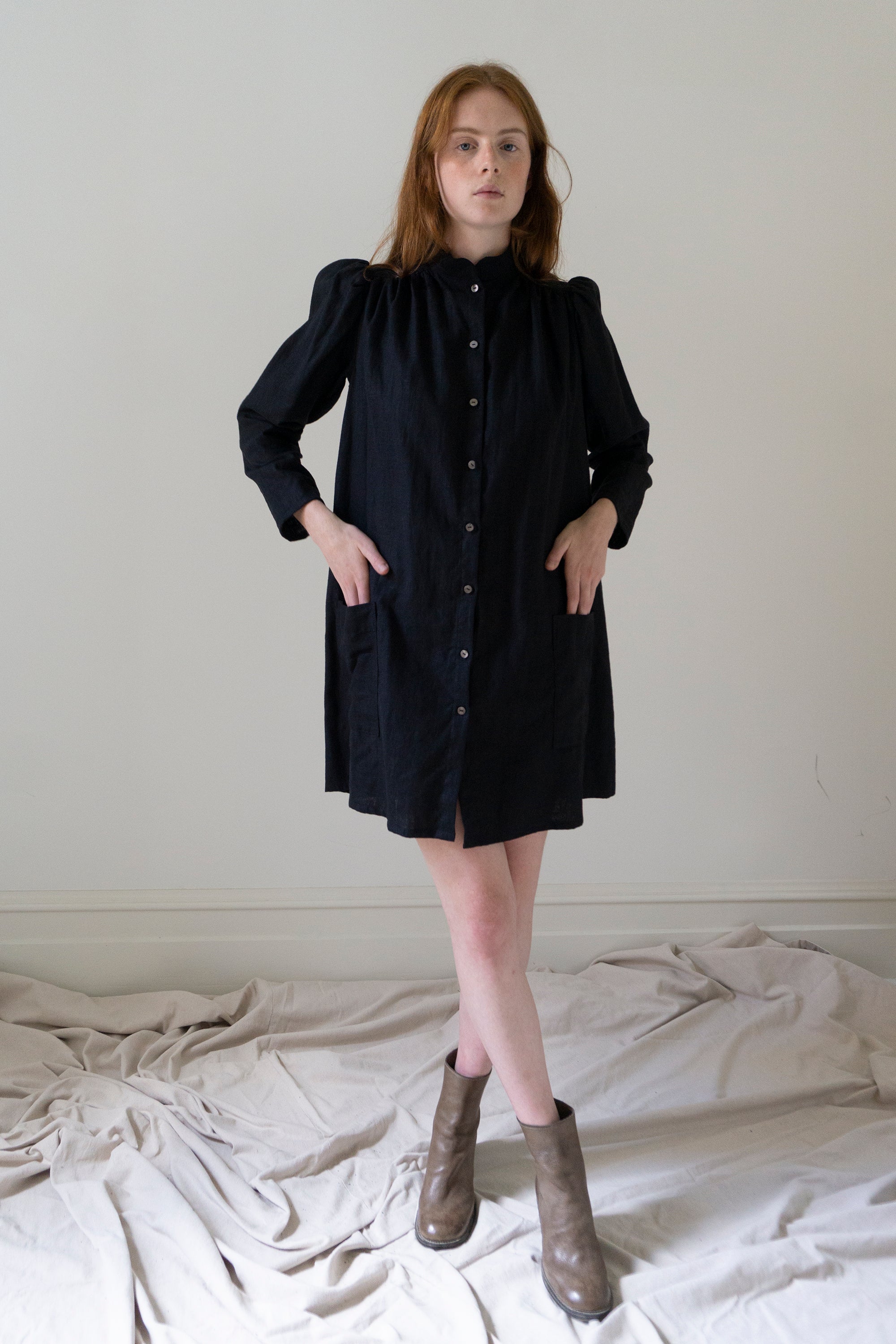 Robe en lin Jeanne - Noir