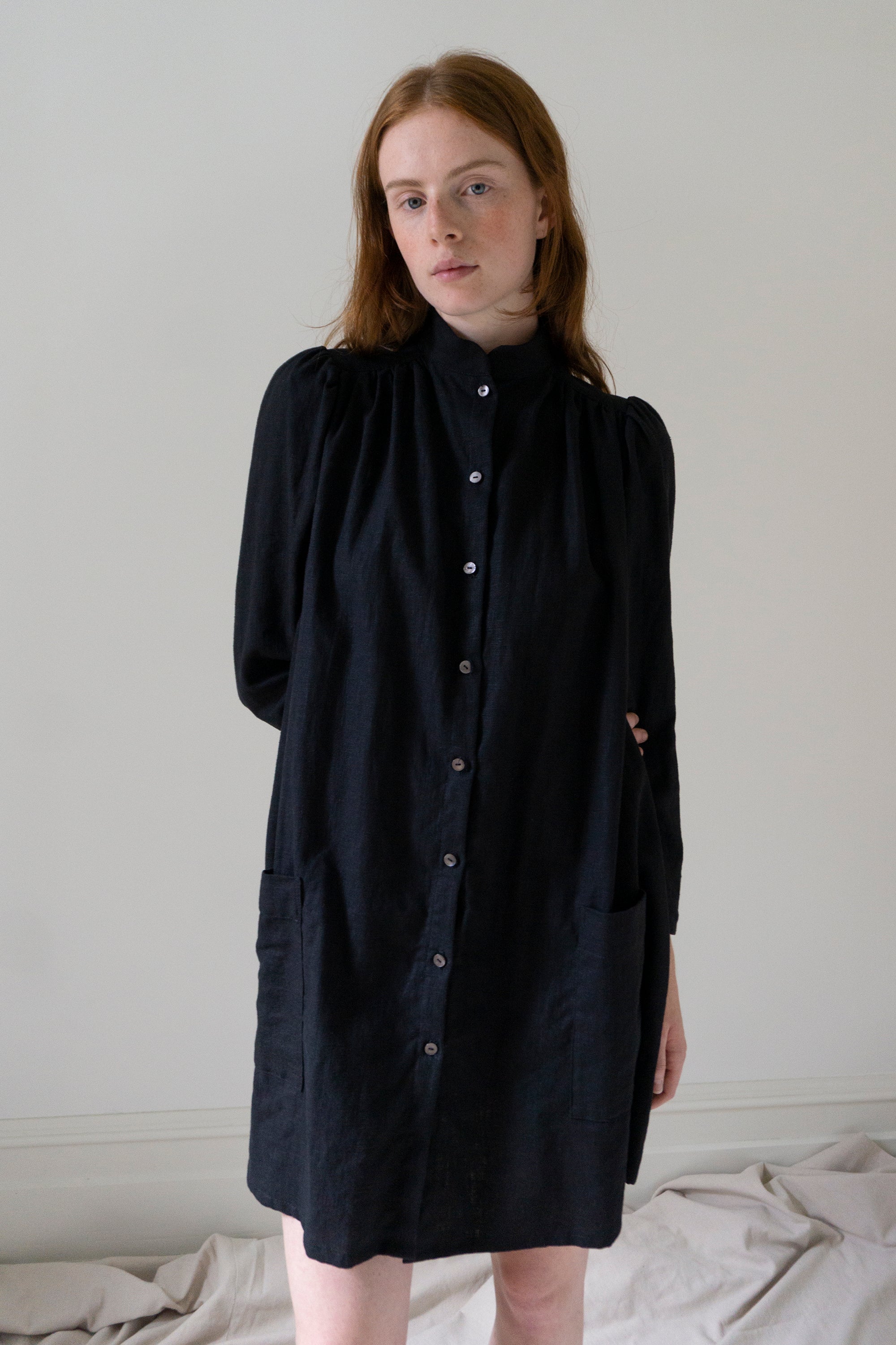 Robe en lin Jeanne - Noir