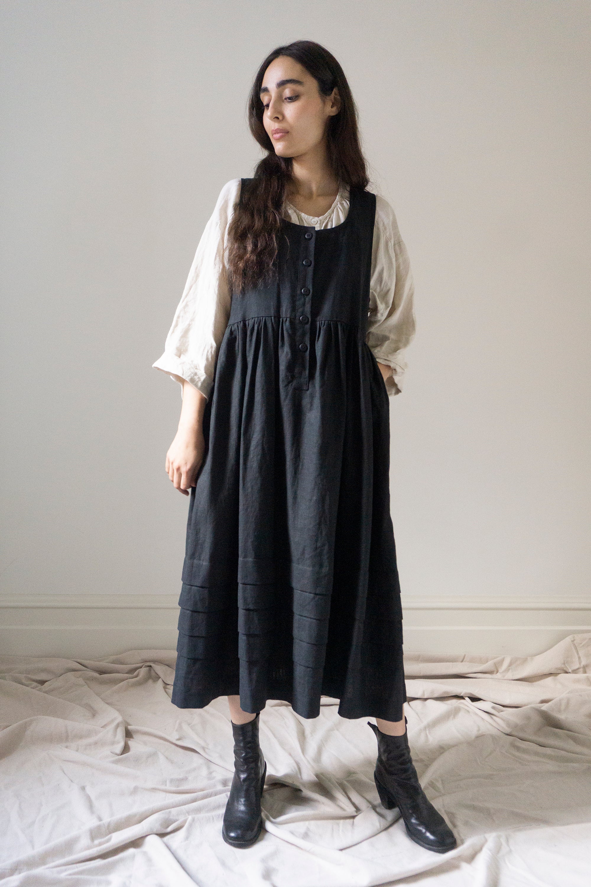 Robe en lin Juliet - Noir