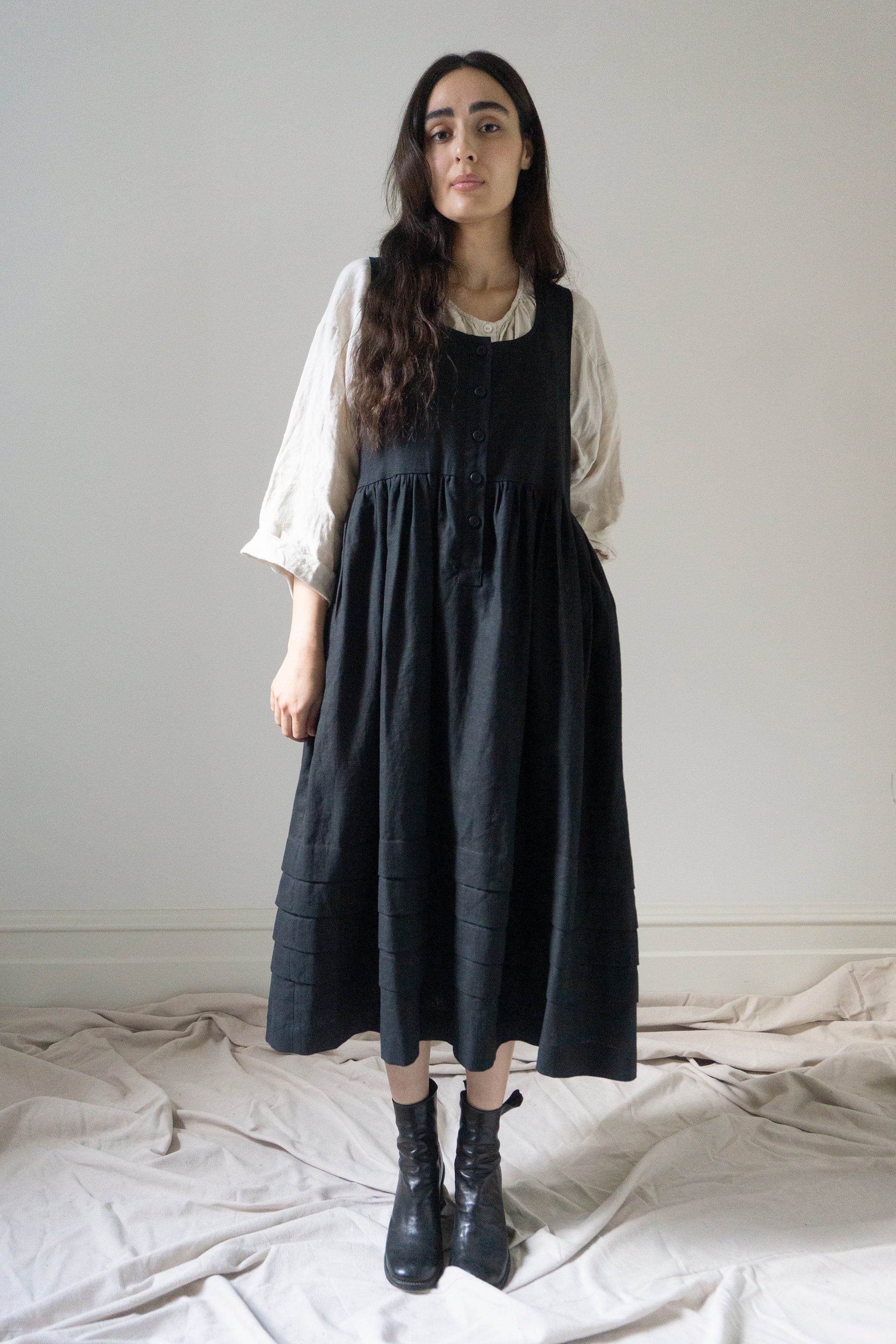 Robe en lin Juliet - Noir