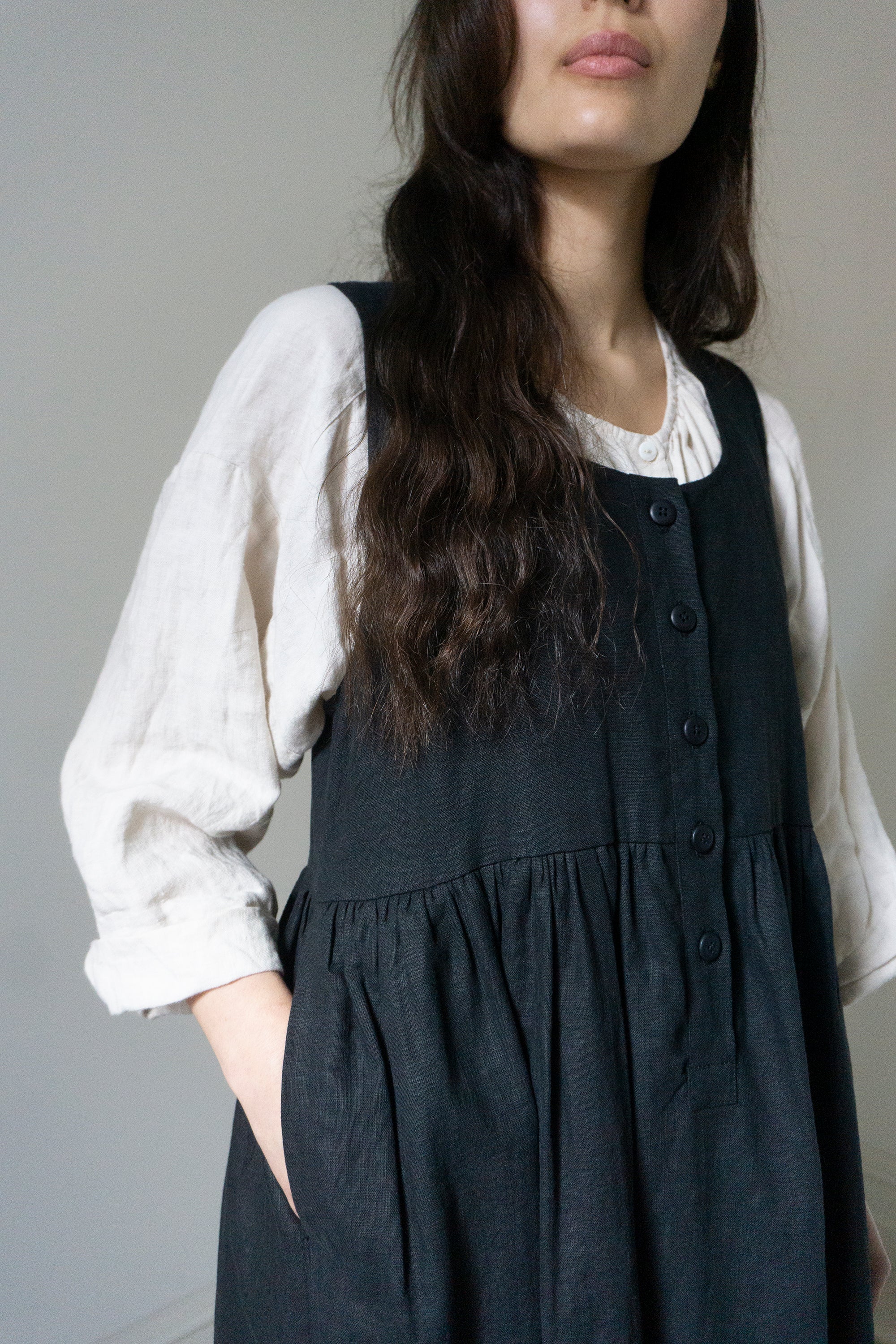 Robe en lin Juliet - Noir