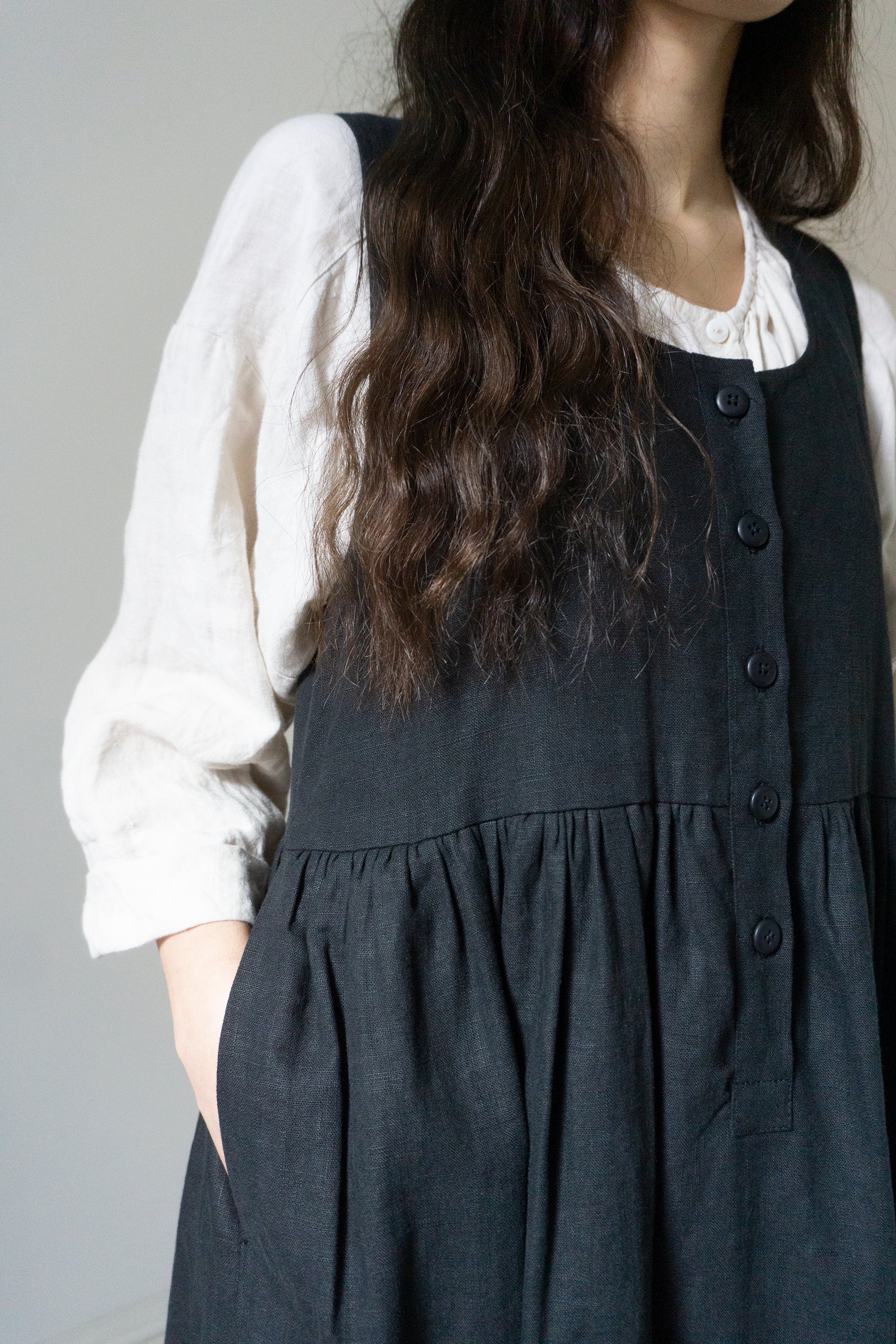 Robe en lin Juliet - Noir