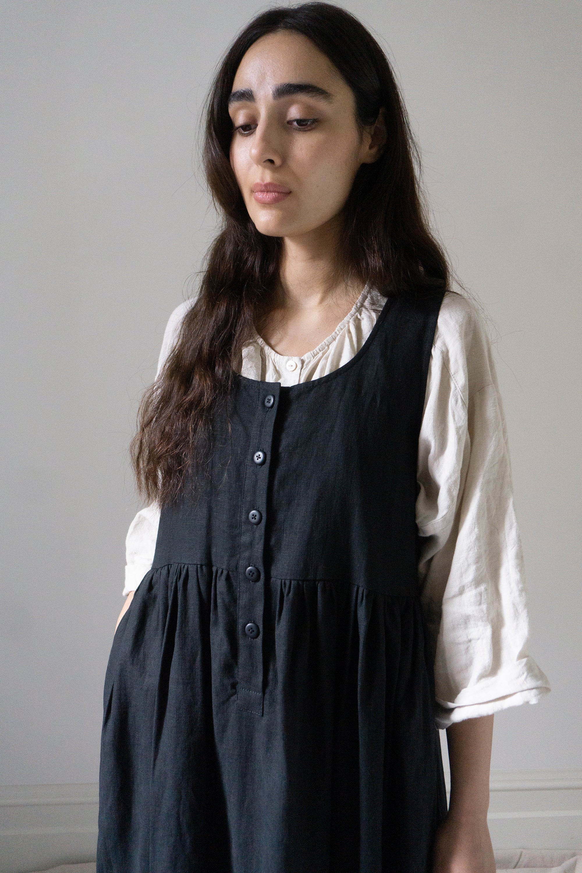 Robe en lin Juliet - Noir