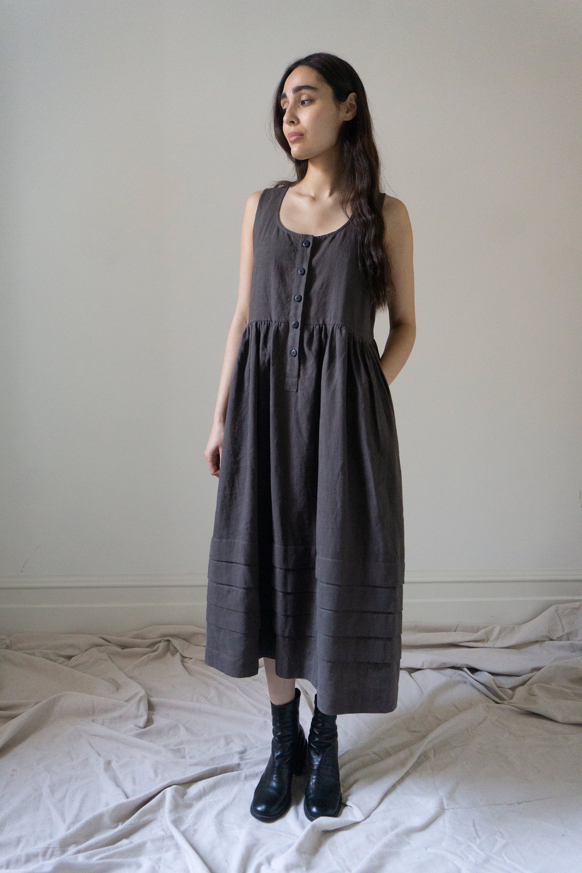Robe en lin Juliet - Marron