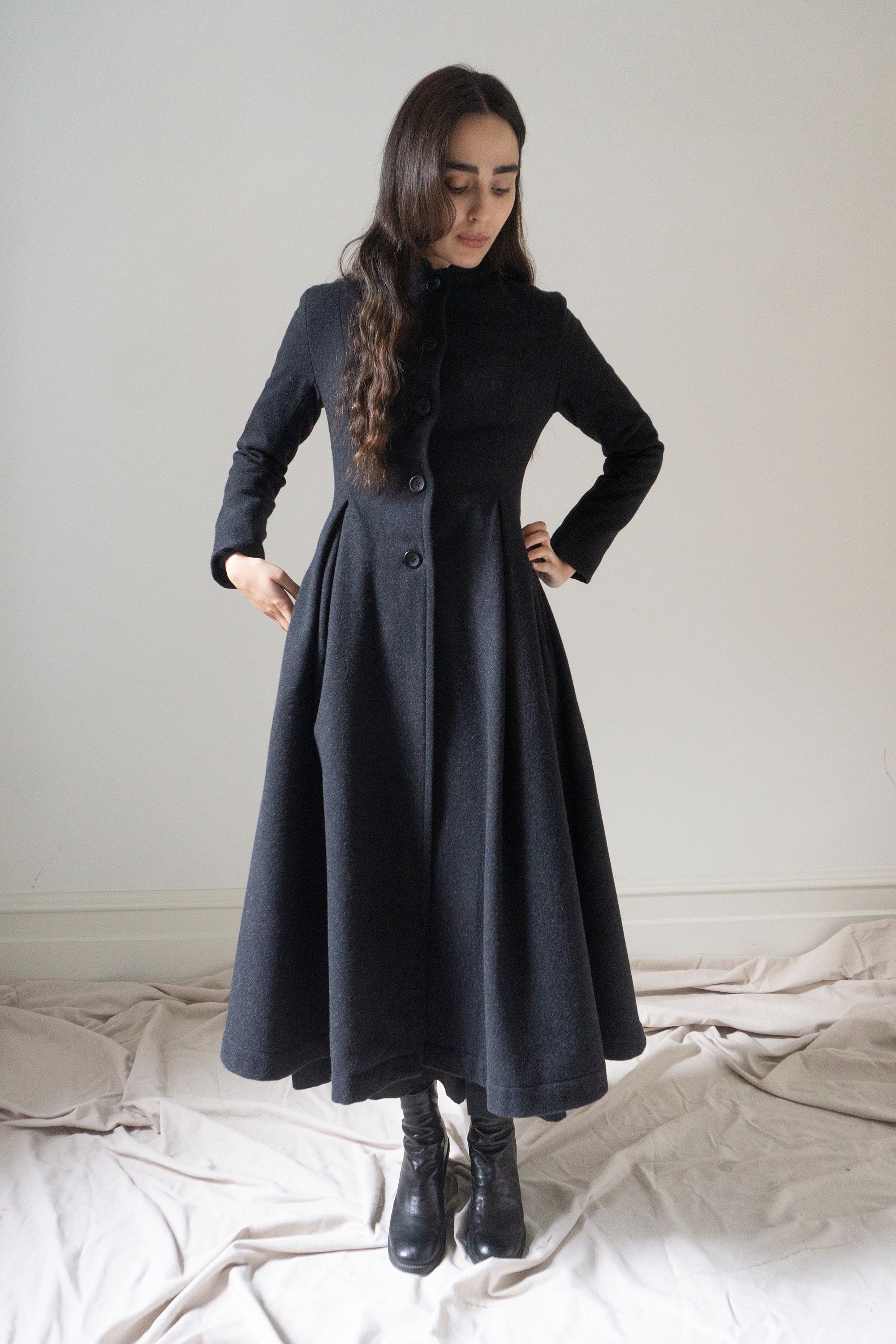 Manteau en laine Linnea - Graphite
