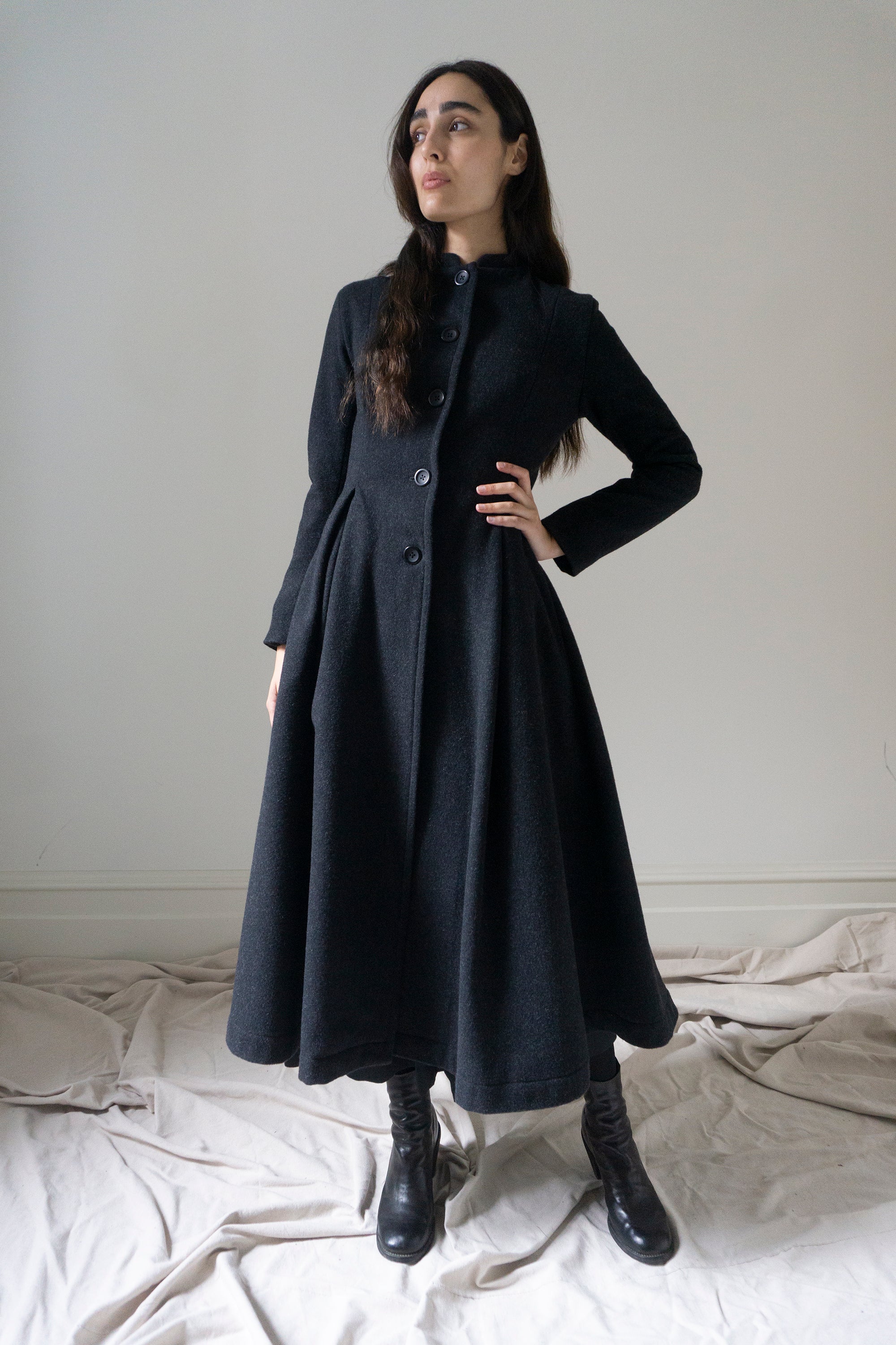 Manteau en laine Linnea - Graphite