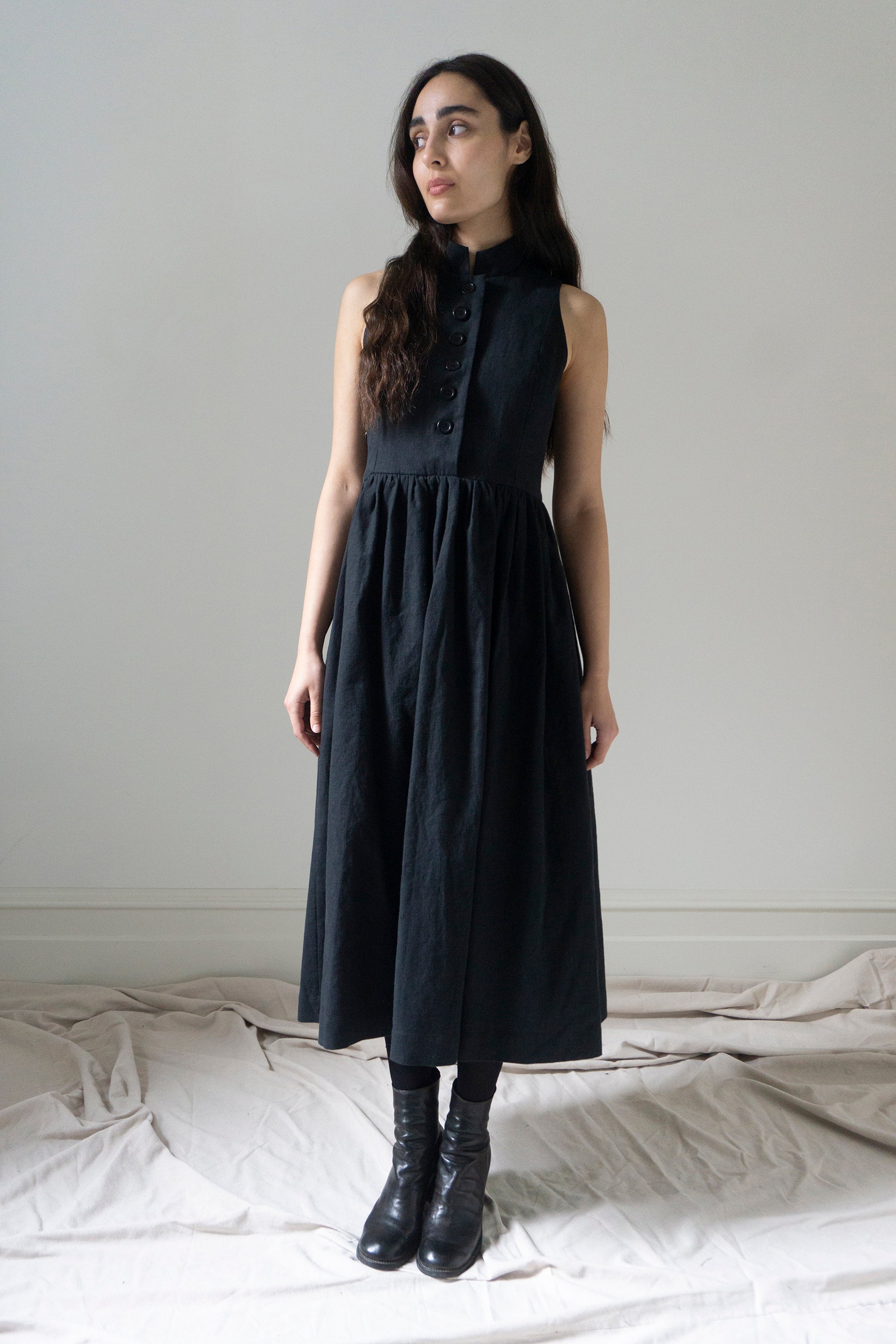 Robe en lin Madeleine - Noir
