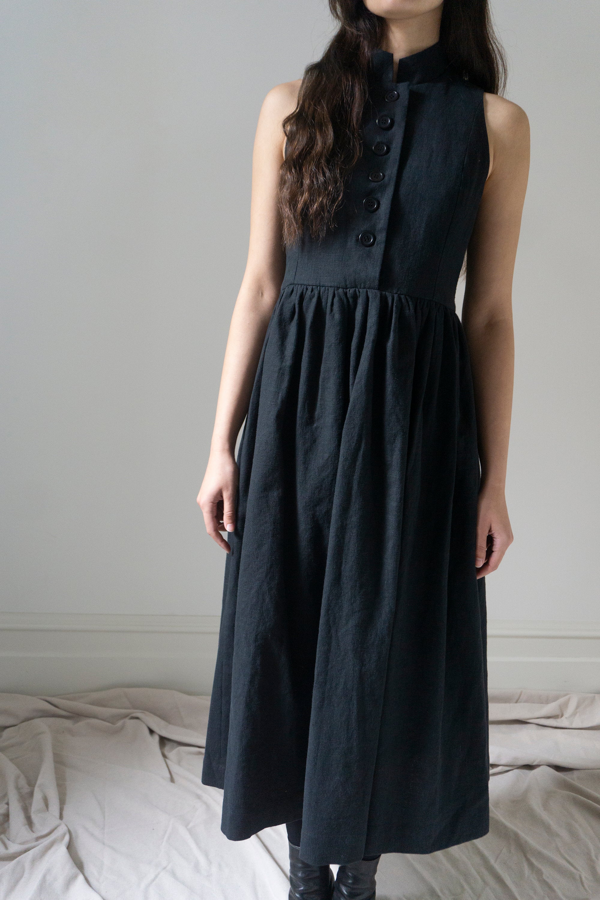 Robe en lin Madeleine - Noir