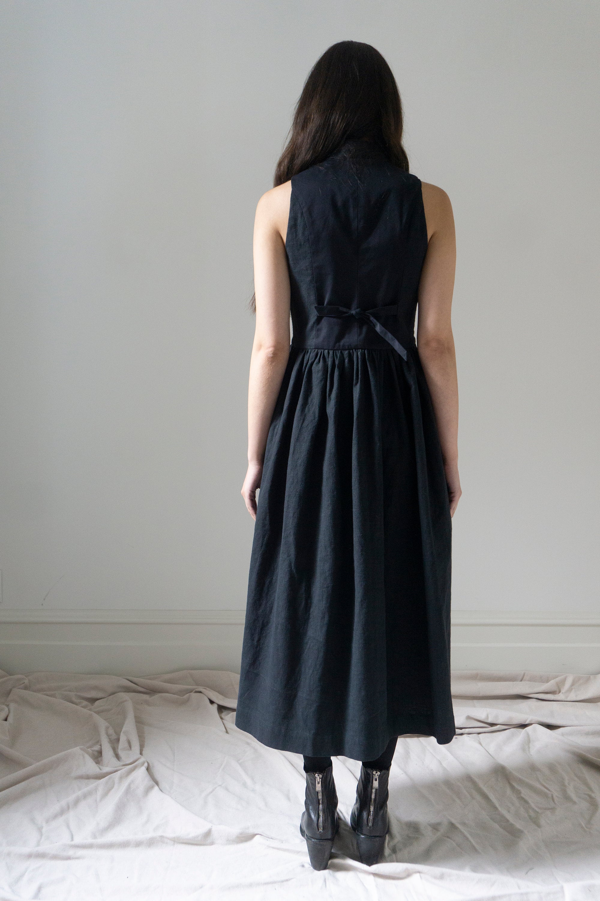 Robe en lin Madeleine - Noir