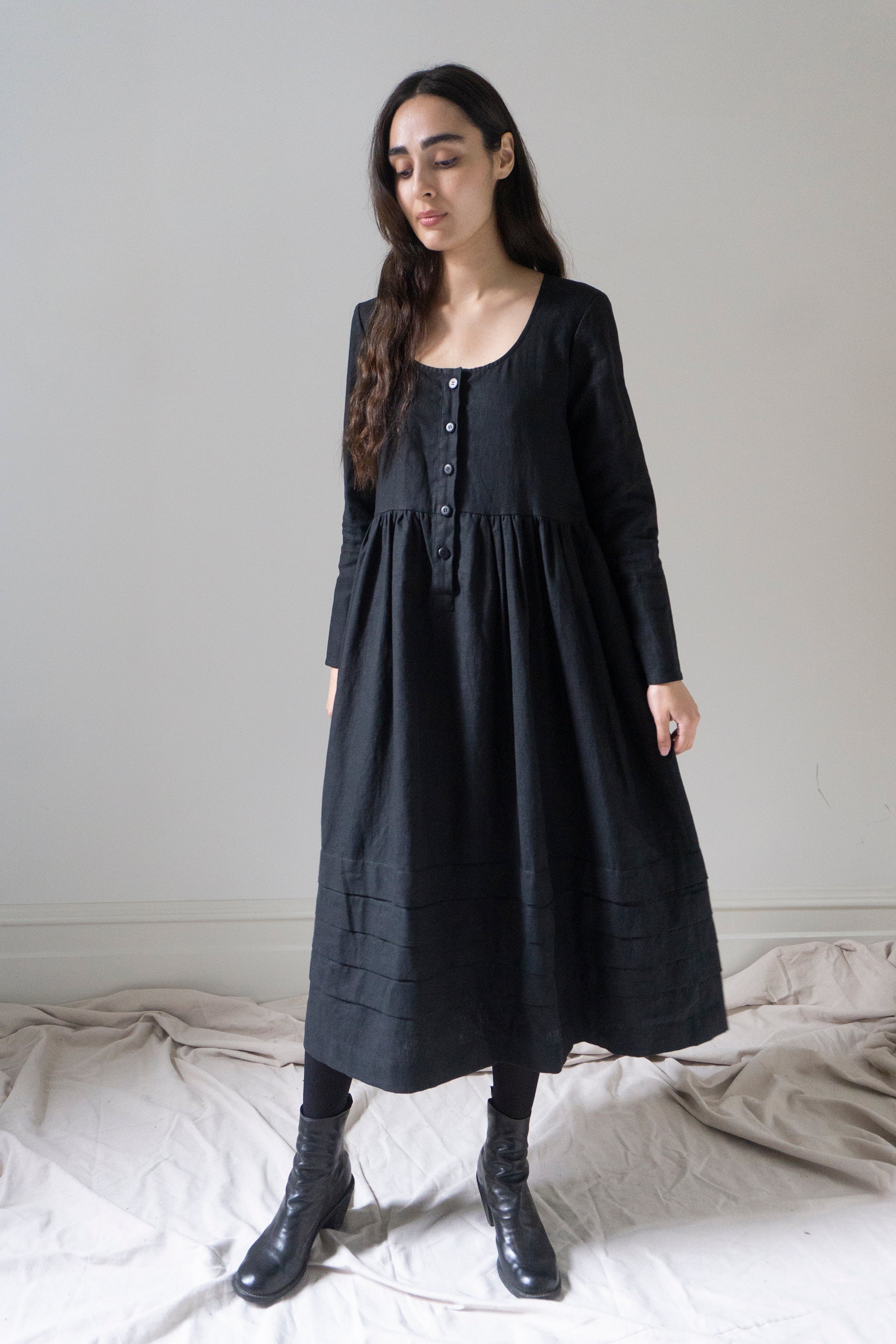 Robe en lin Mona - Noir
