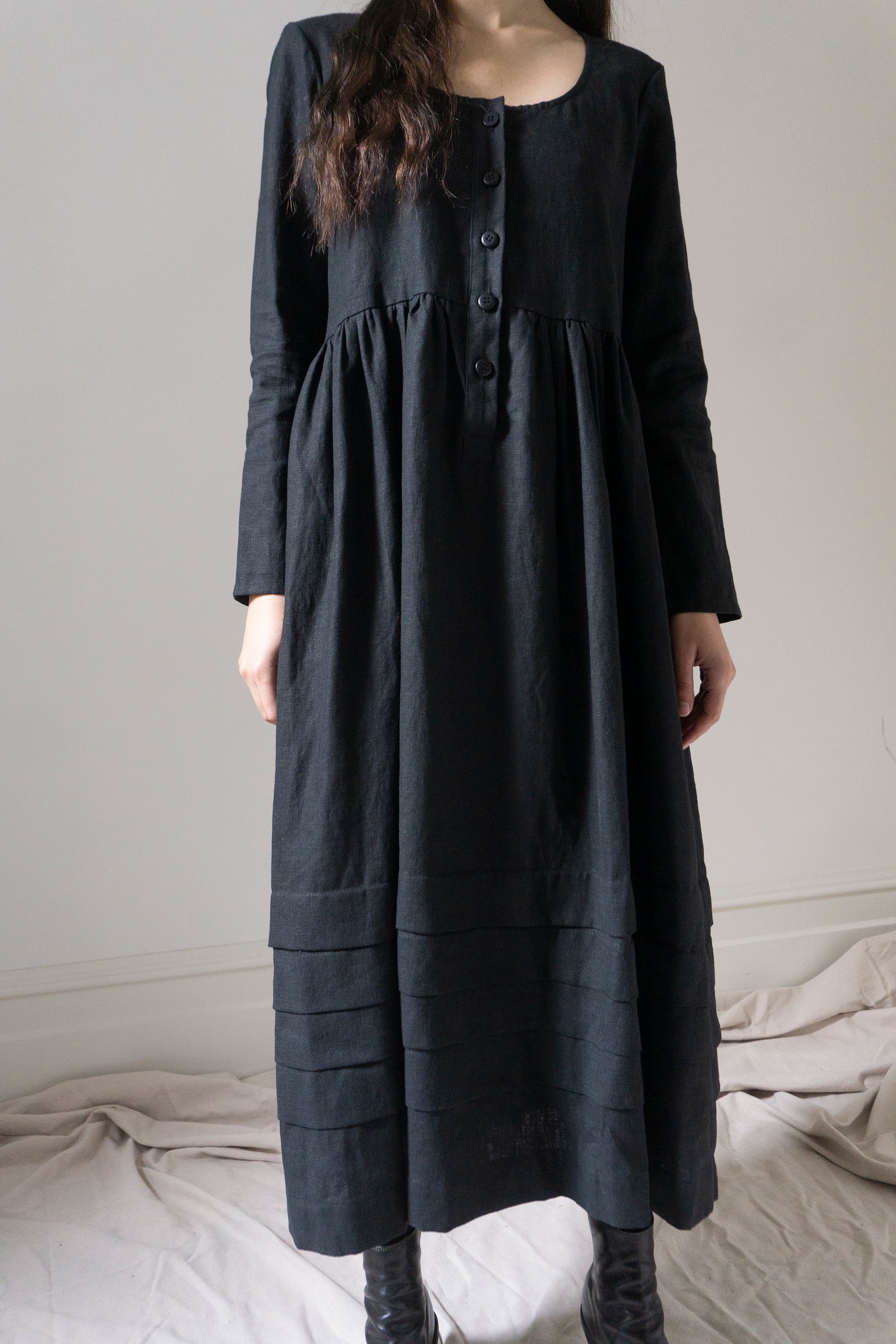 Robe en lin Mona - Noir