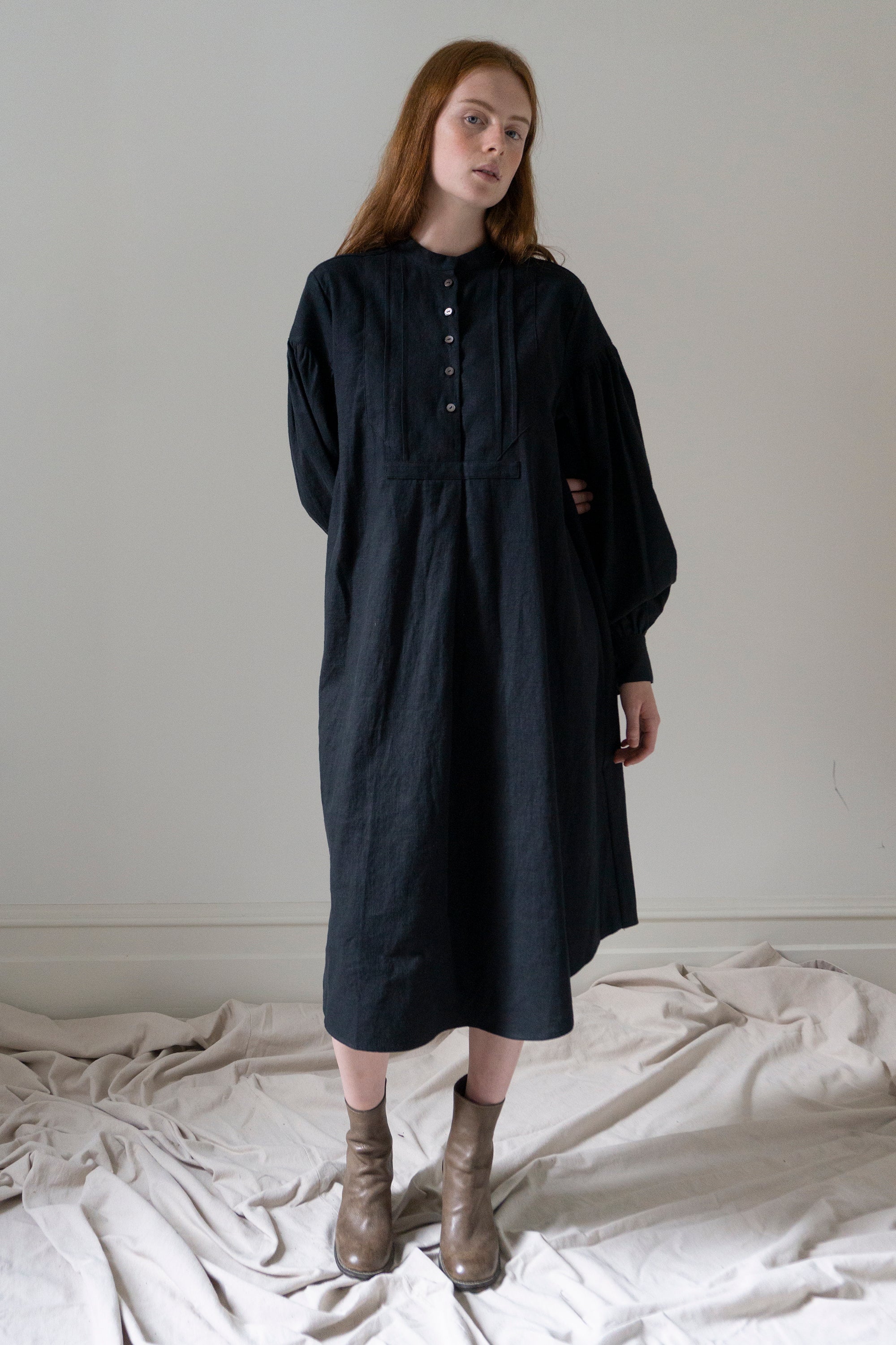 Robe en lin Nadine - Noir