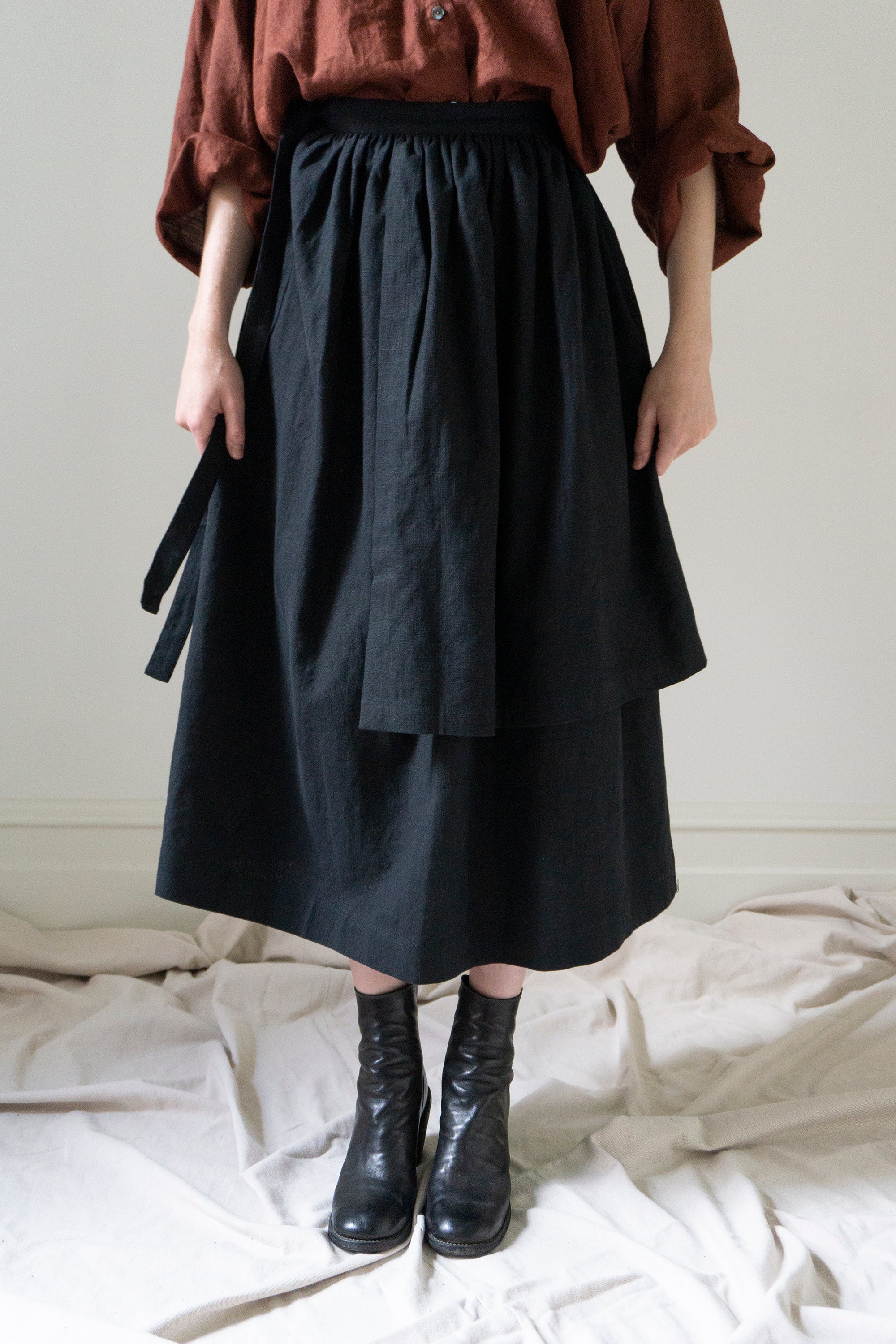 Jupe en lin Solange - Noir