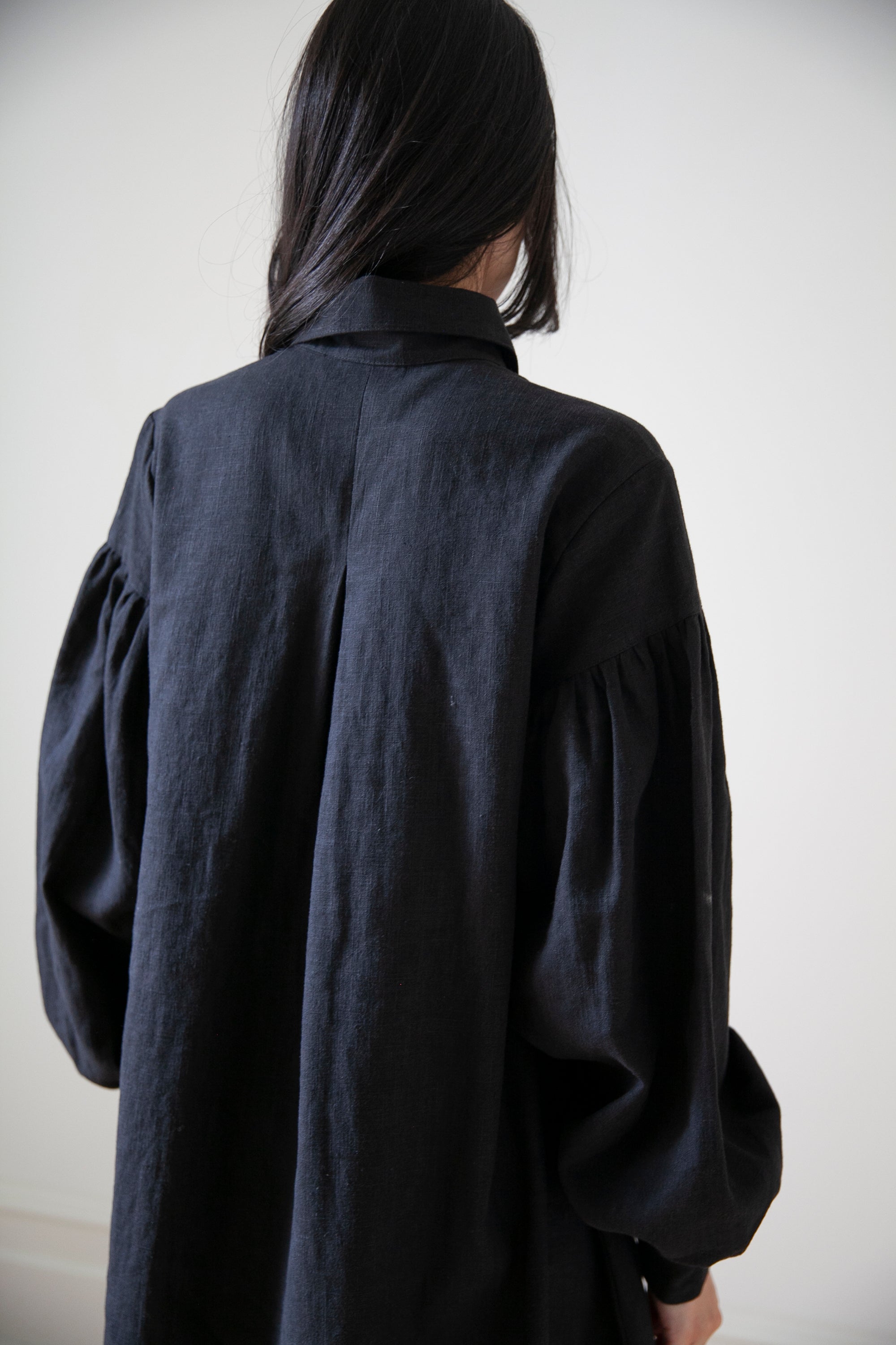 Poet Smock - Black Linen