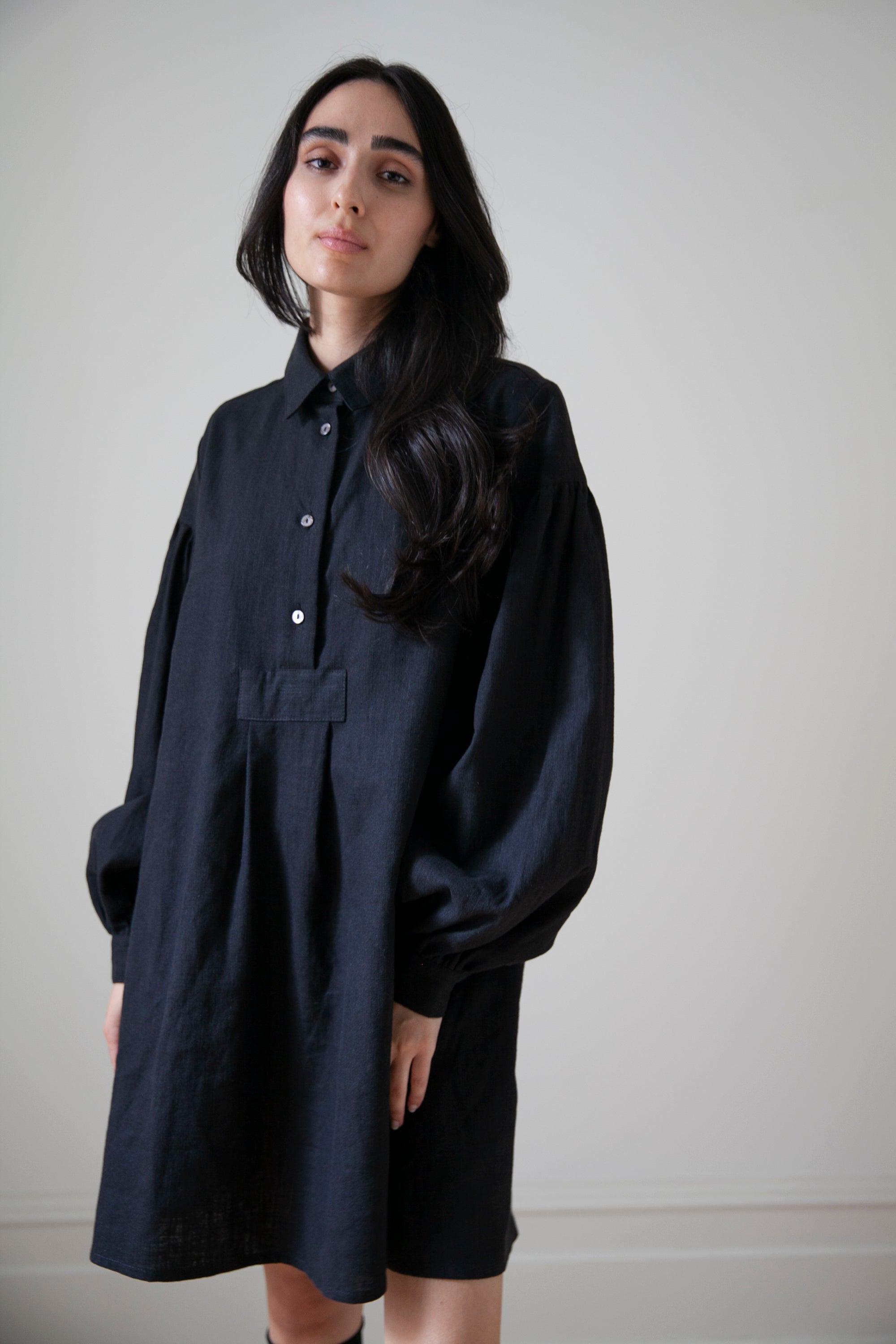 Poet Smock - Black Linen