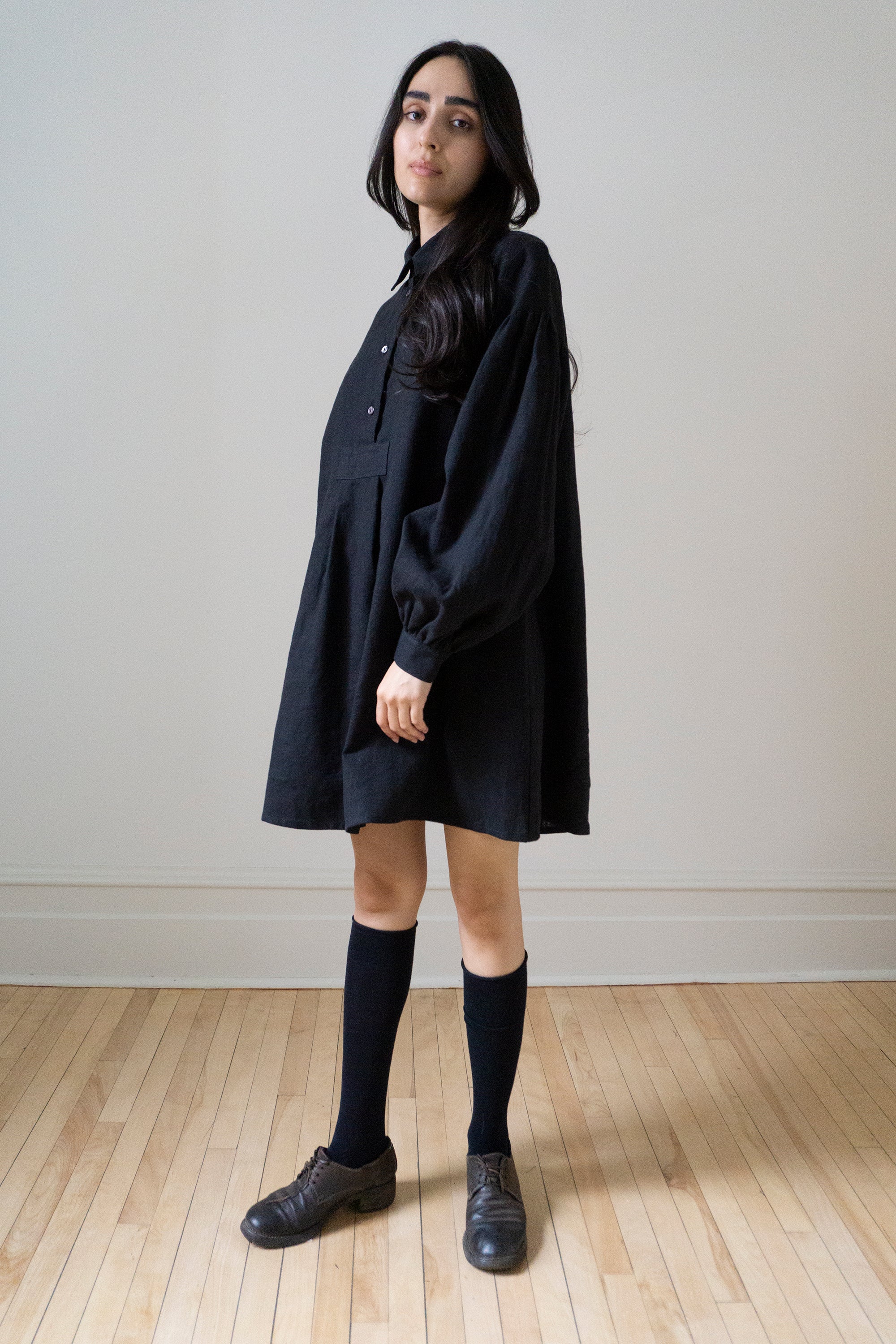 Poet Smock - Black Linen